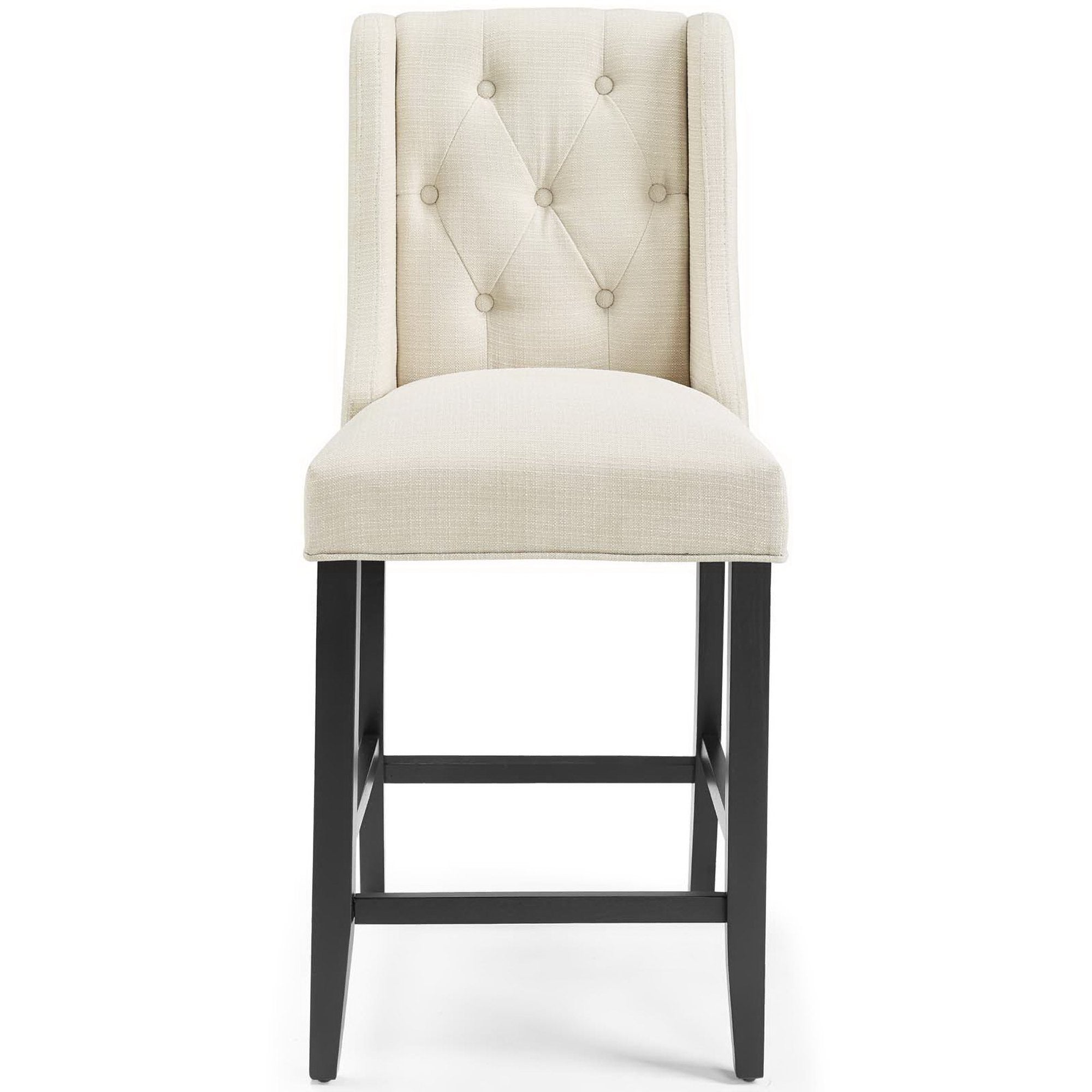 Baronet Upholstered Fabric Counter Bar Stool Set of 2 - Beige
