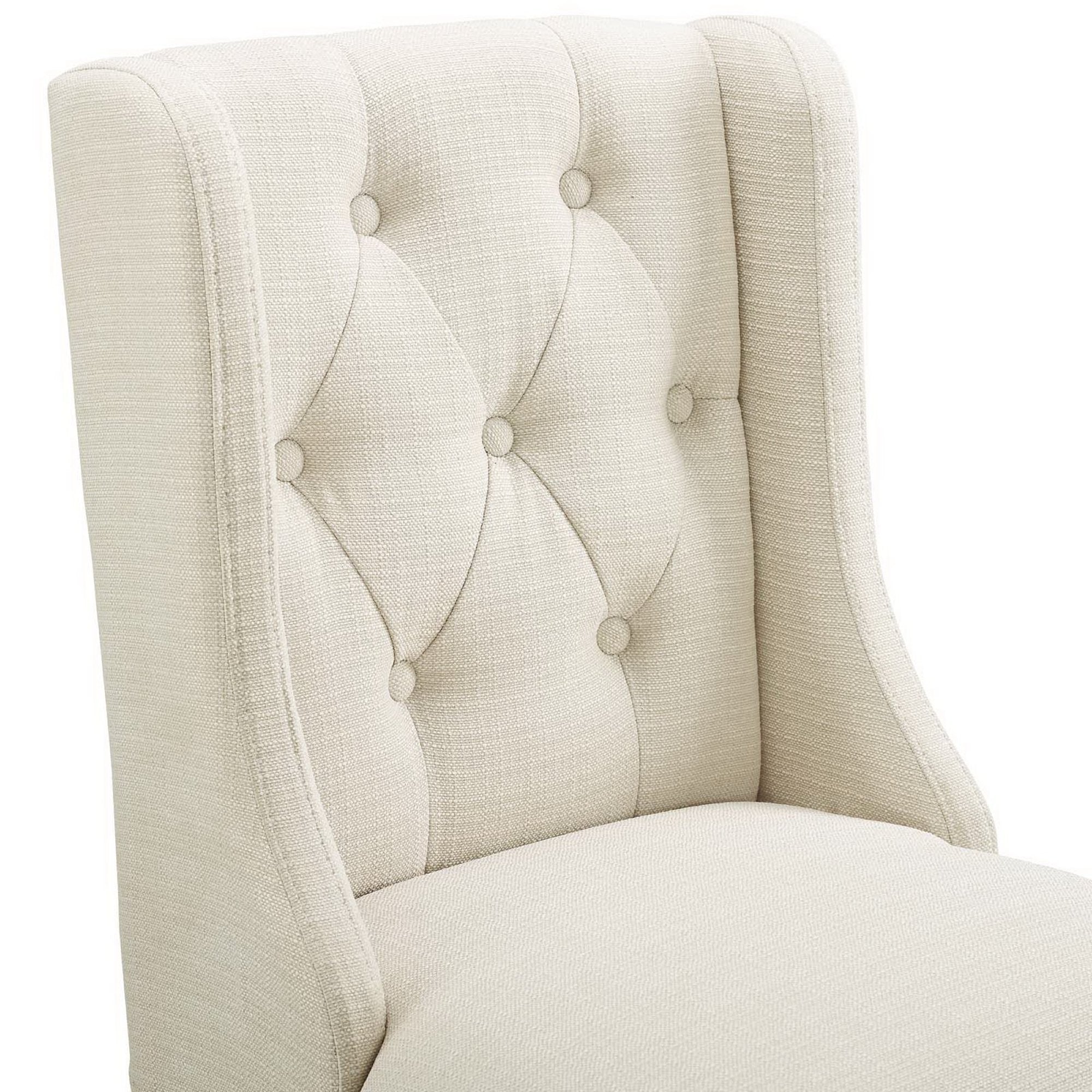 Baronet Upholstered Fabric Counter Bar Stool Set of 2 - Beige