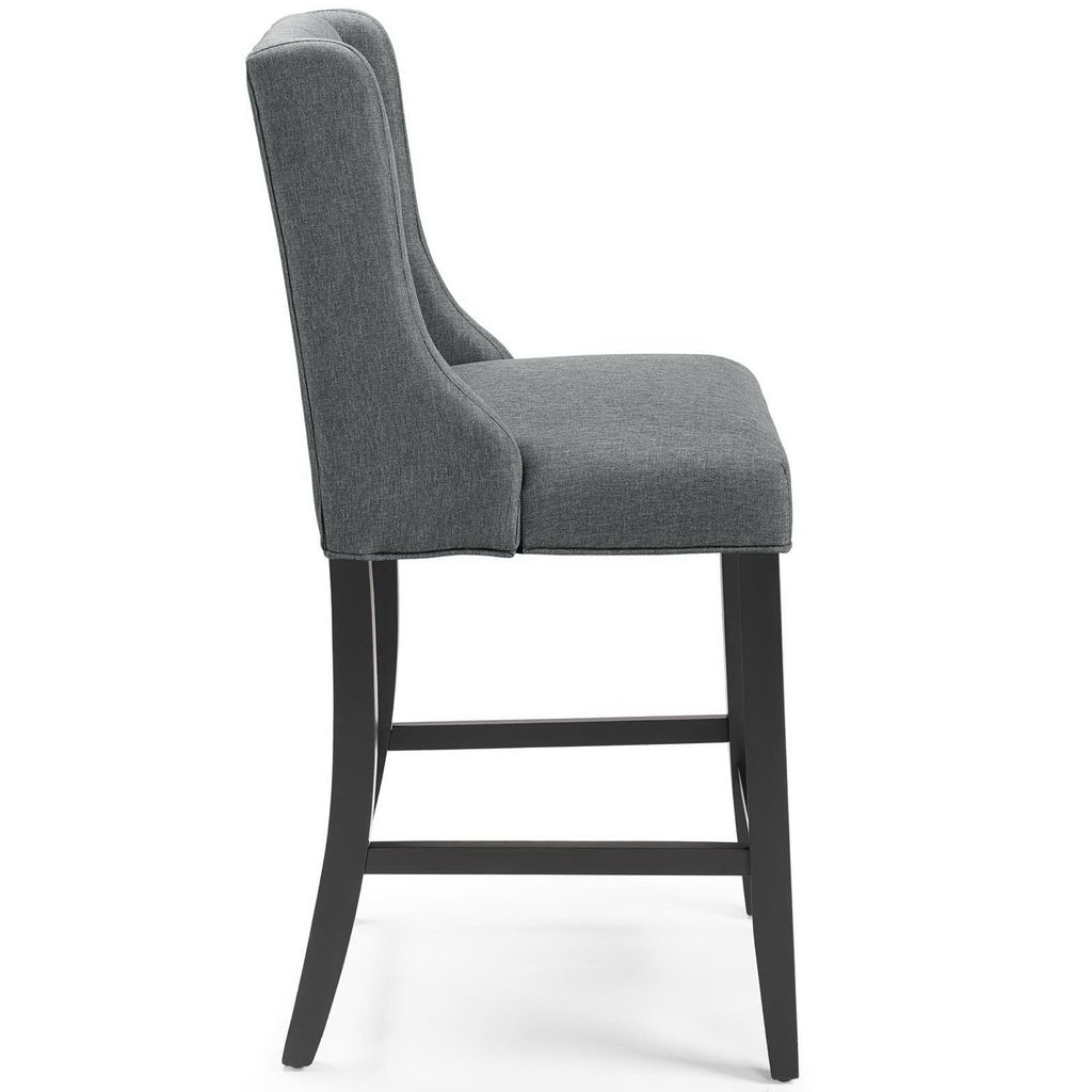 Baronet Upholstered Fabric Counter Bar Stool Set of 2 - Gray