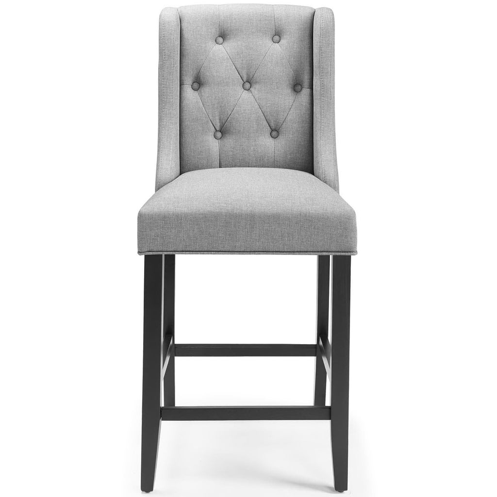 Baronet Upholstered Fabric Counter Bar Stool Set of 2 - Light Gray