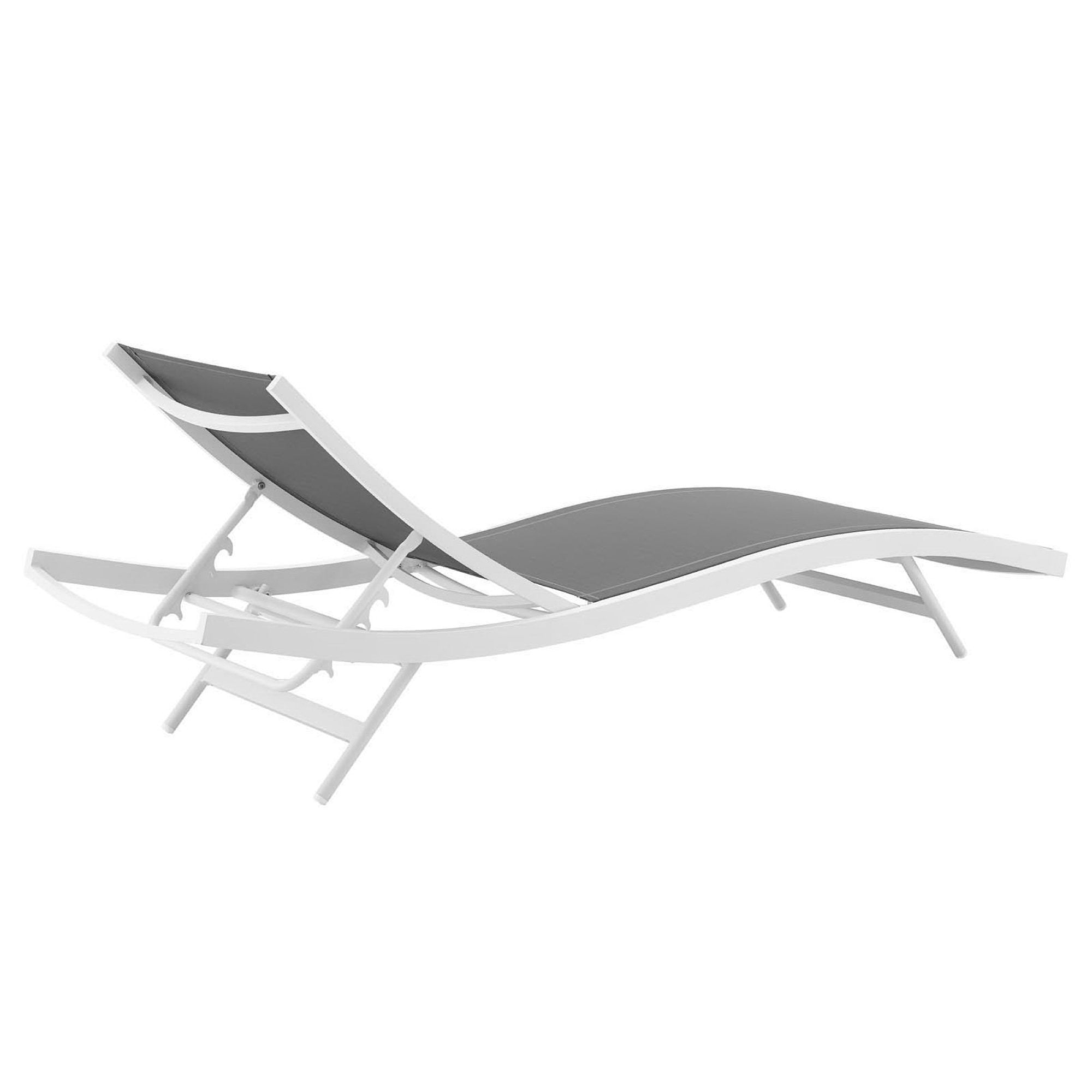 Glimpse Outdoor Patio Mesh Chaise Lounge Set of 4 - White Gray