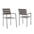 Shore Outdoor Patio Aluminum Dining Armchair Set of 2 - Silver Gray