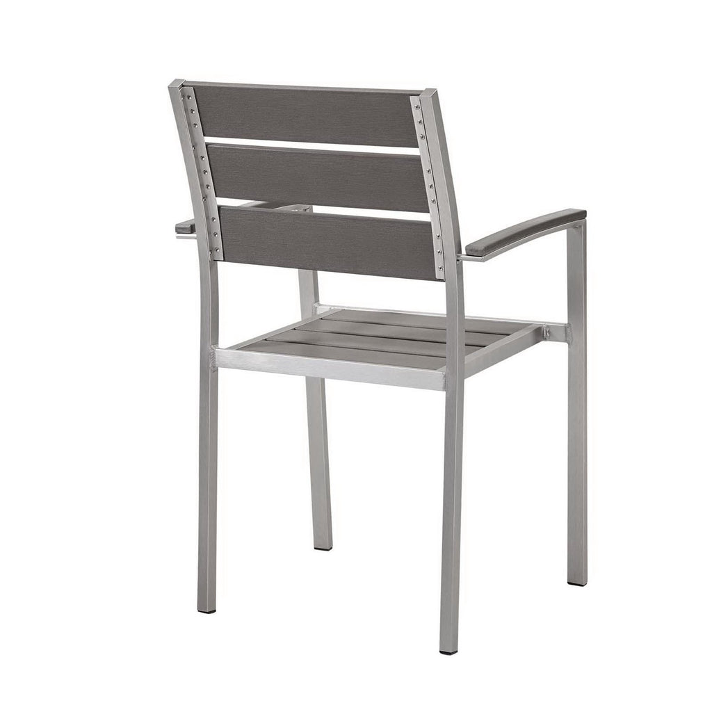 Shore Outdoor Patio Aluminum Dining Armchair Set of 2 - Silver Gray