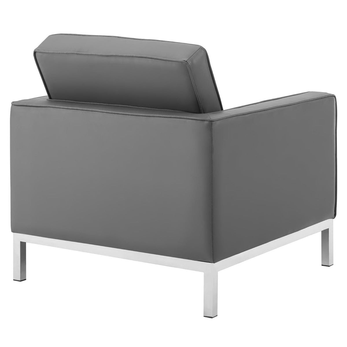 Loft Tufted Vegan Leather Armchairs Set of 2 - Silver Gray