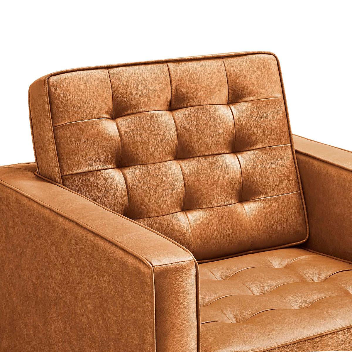 Loft Tufted Vegan Leather Armchairs Set of 2 - Silver Tan