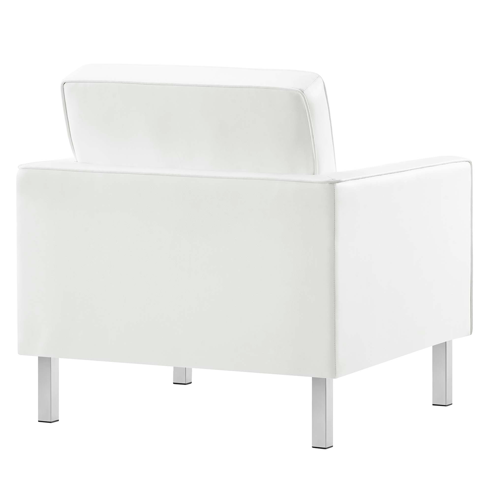 Loft Tufted Vegan Leather Armchairs Set of 2 - Silver White