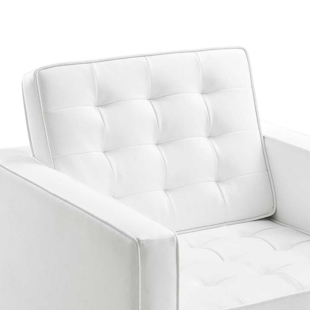 Loft Tufted Vegan Leather Armchairs Set of 2 - Silver White
