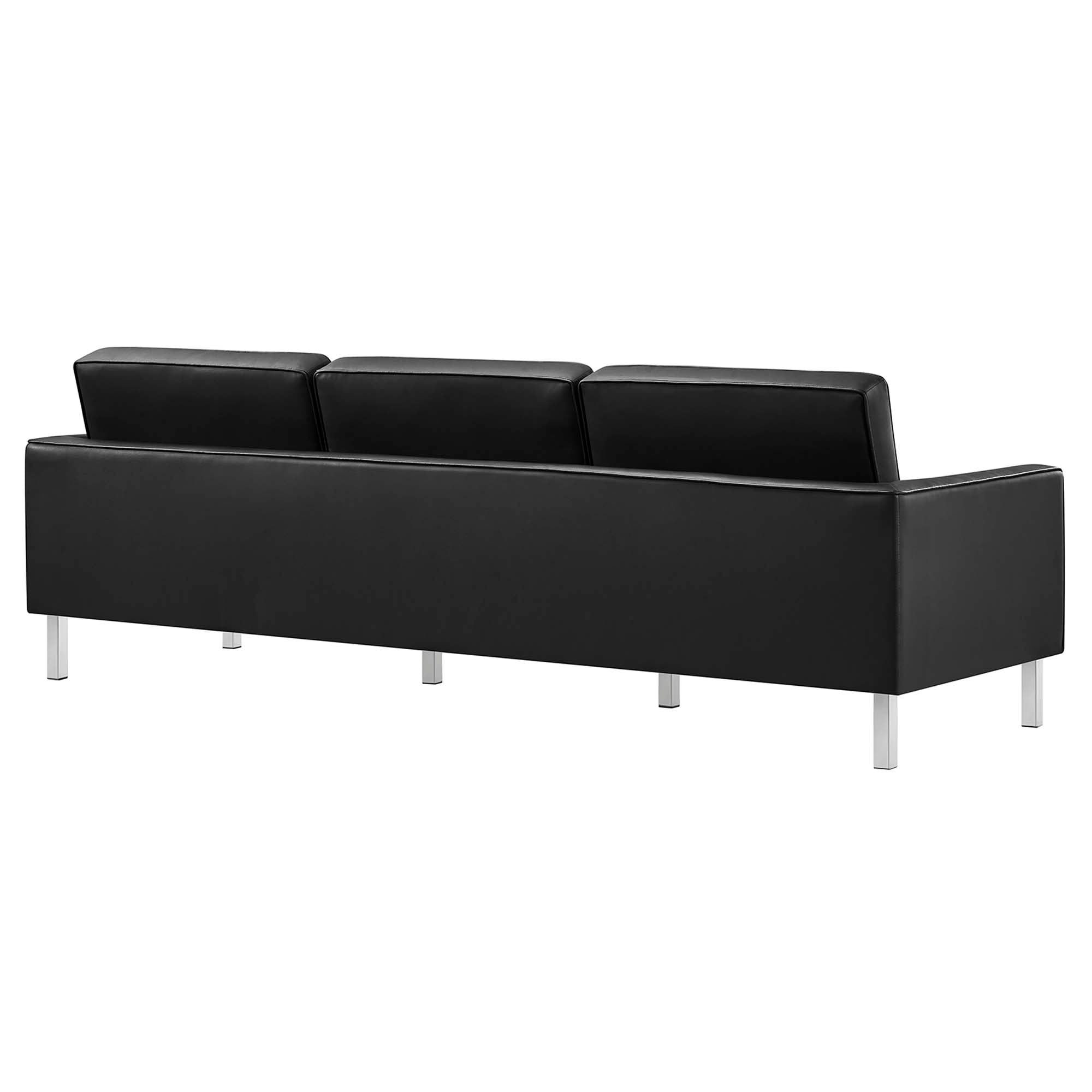 Loft 3-Piece Tufted Vegan Leather Furniture Set - Silver Black