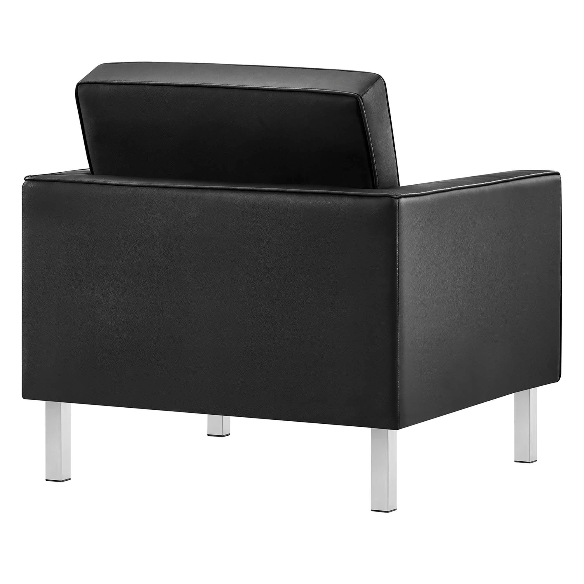Loft 3-Piece Tufted Vegan Leather Furniture Set - Silver Black