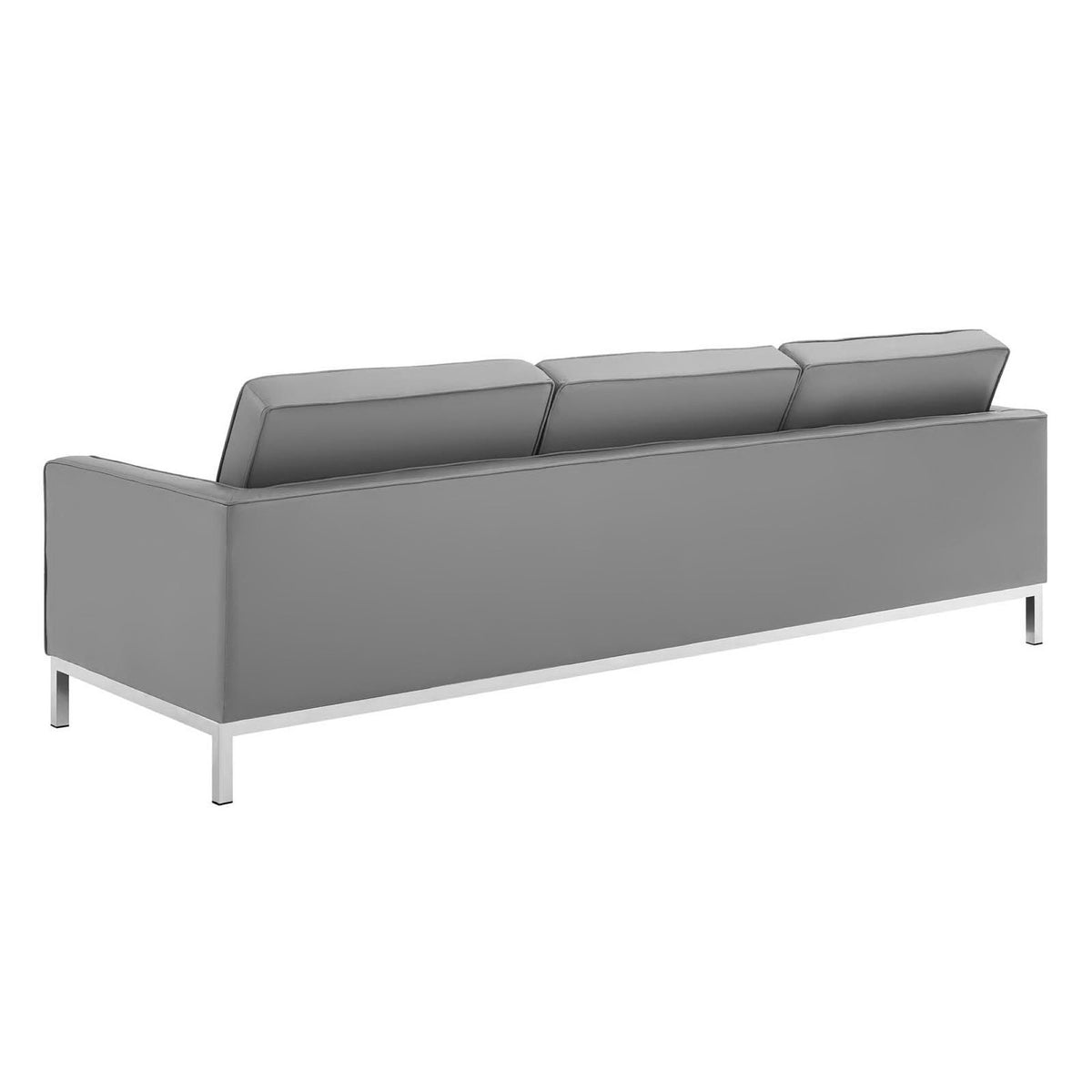 Loft 3-Piece Tufted Vegan Leather Furniture Set - Silver Gray