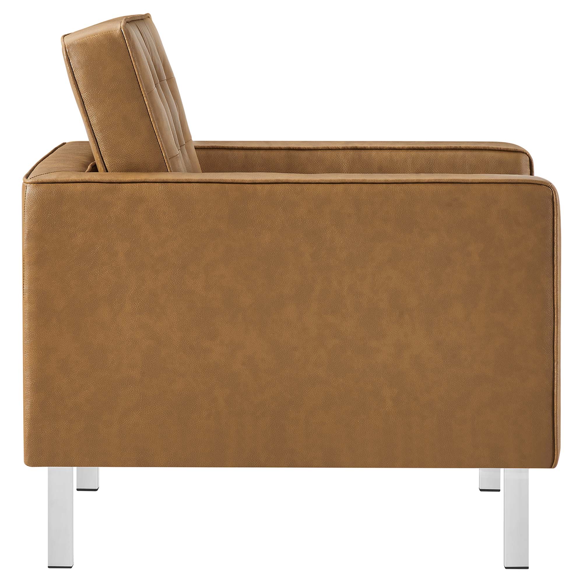 Loft 3-Piece Tufted Vegan Leather Furniture Set - Silver Tan