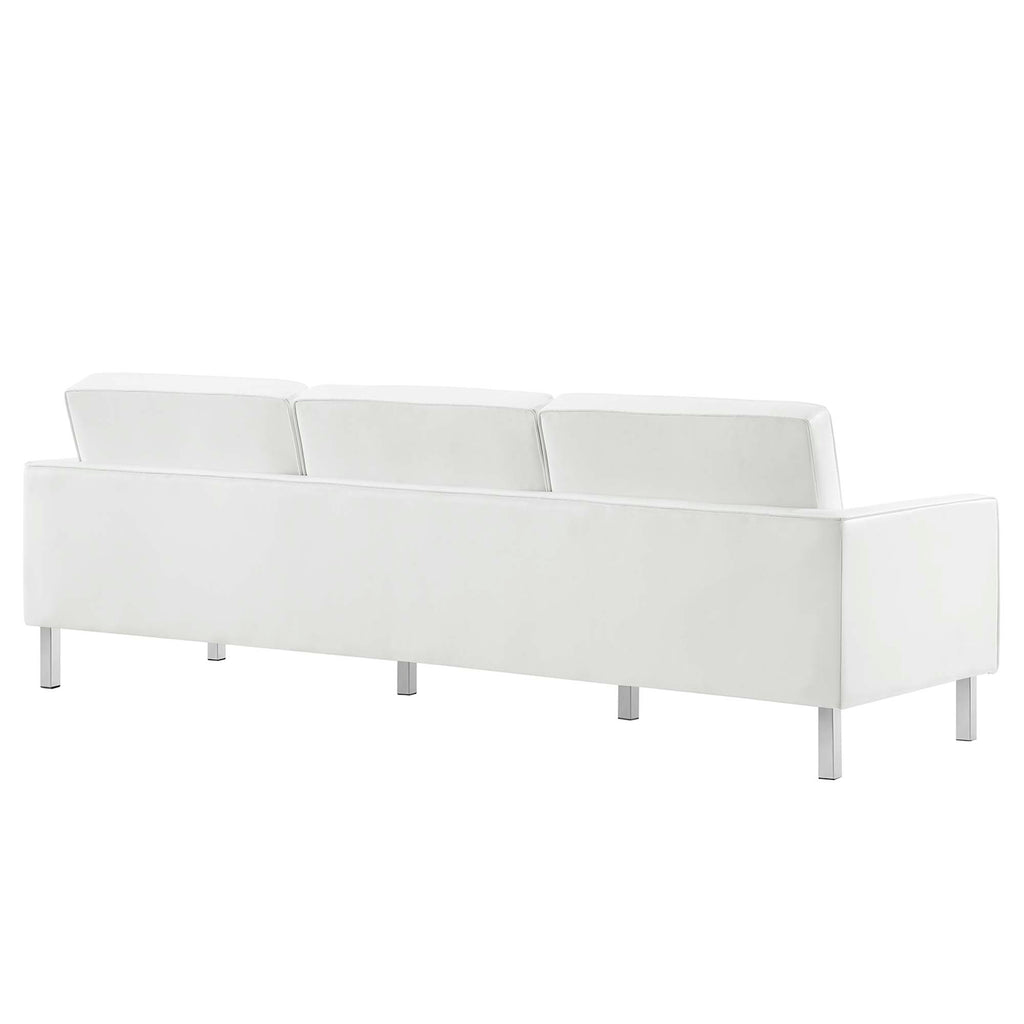 Loft 3-Piece Tufted Vegan Leather Furniture Set - Silver White