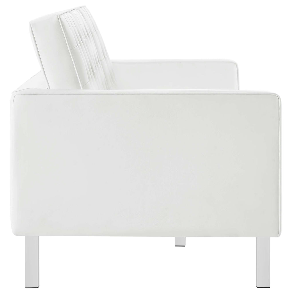 Loft 2-Piece Tufted Vegan Leather Furniture Set - Silver White