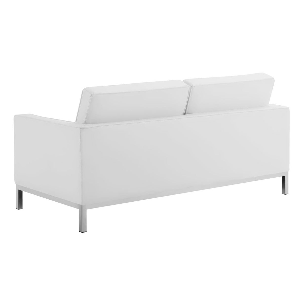 Loft 3 Piece Tufted Upholstered Faux Leather Set - Silver White (Armchair, Loveseat, Sofa)