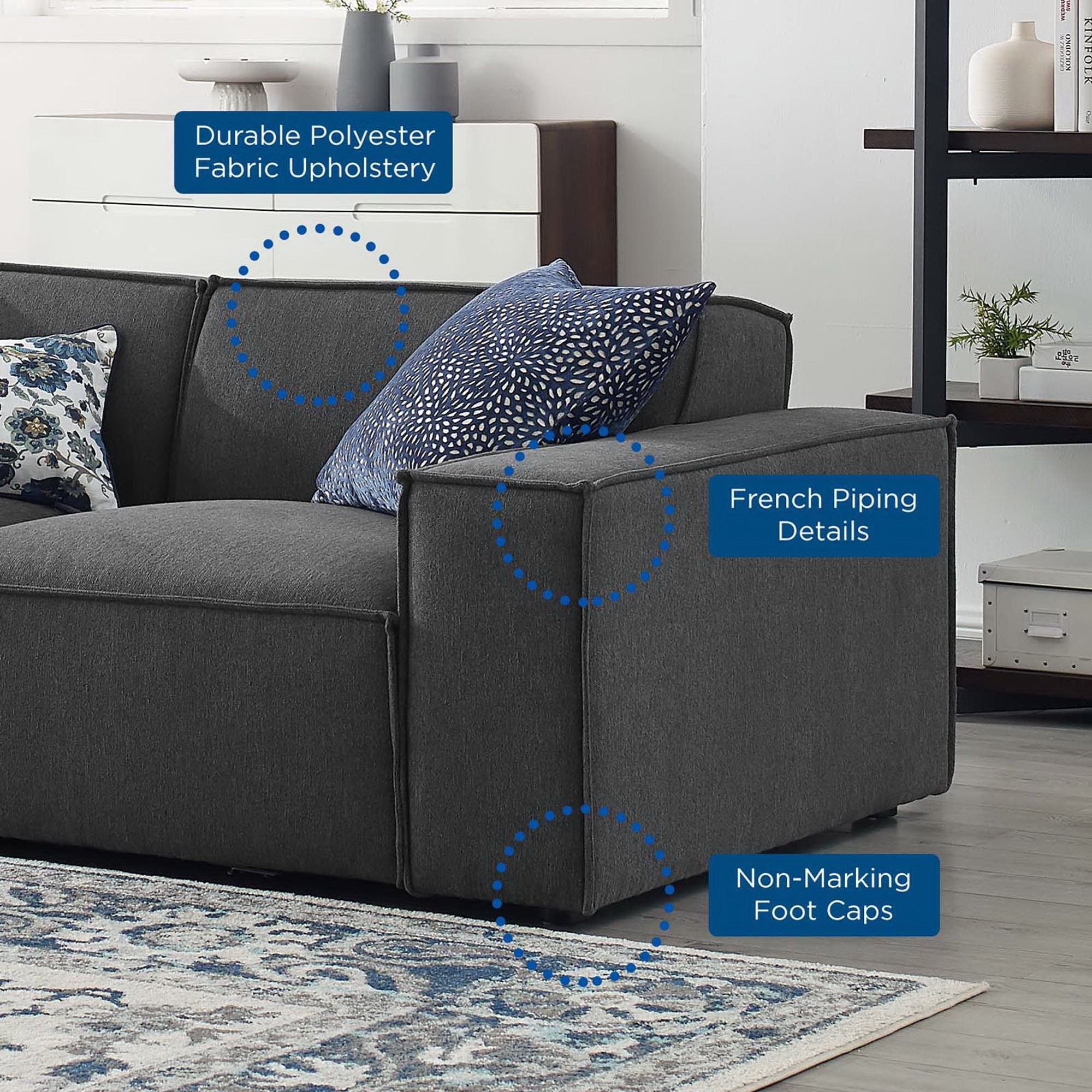 Restore 3-Piece Sectional Sofa - Charcoal