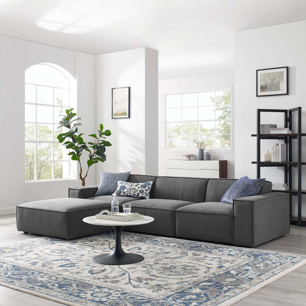 Restore 4-Piece Sectional Sofa - Charcoal (Chair, Ottoman, Chair, Armless Chair)