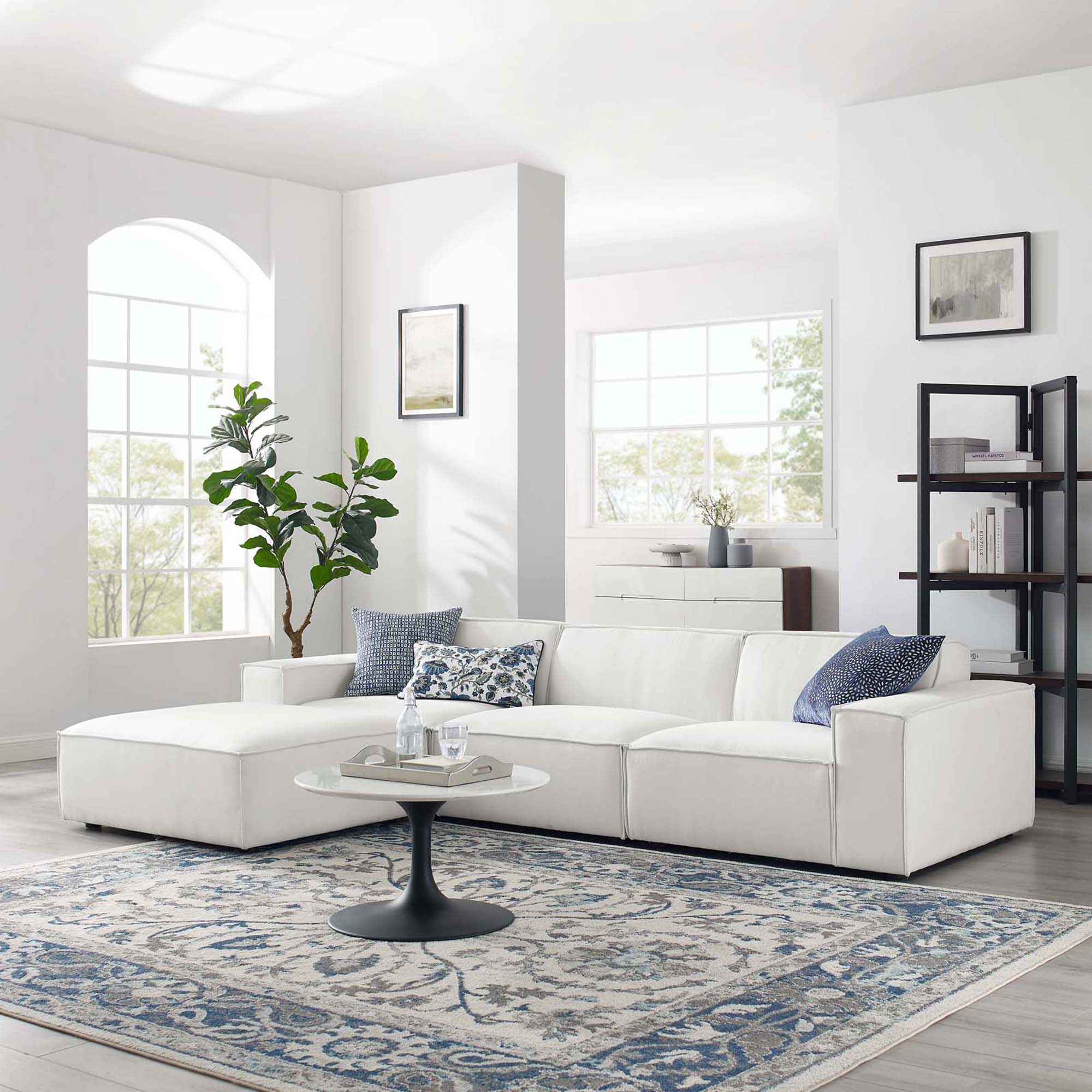 Restore 4-Piece Sectional Sofa - White (Chair, Ottoman, Chair, Armless Chair)