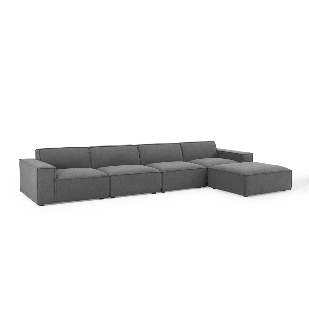 Restore 5-Piece Sectional Sofa - Charcoal (Chair, Ottoman, Chair, 2 Armless Chairs)