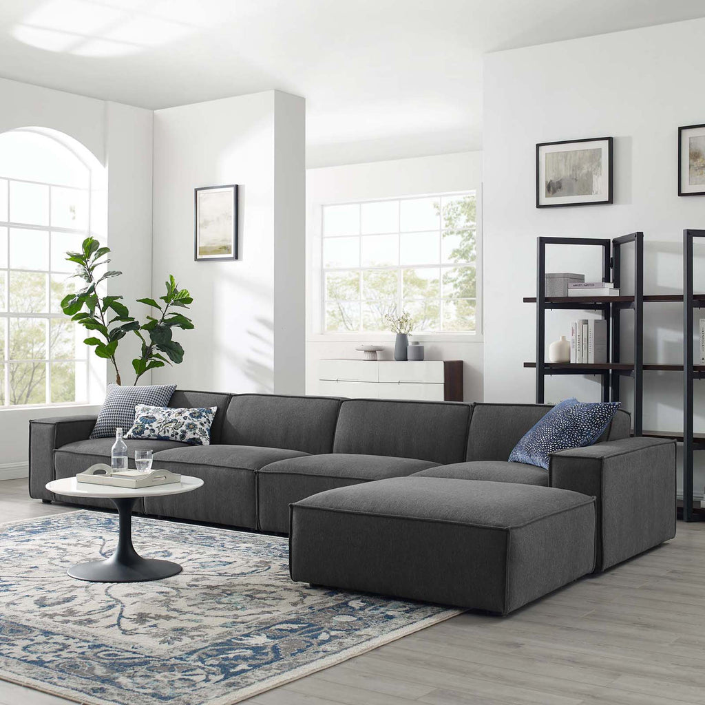 Restore 5-Piece Sectional Sofa - Charcoal (Chair, Ottoman, Chair, 2 Armless Chairs)