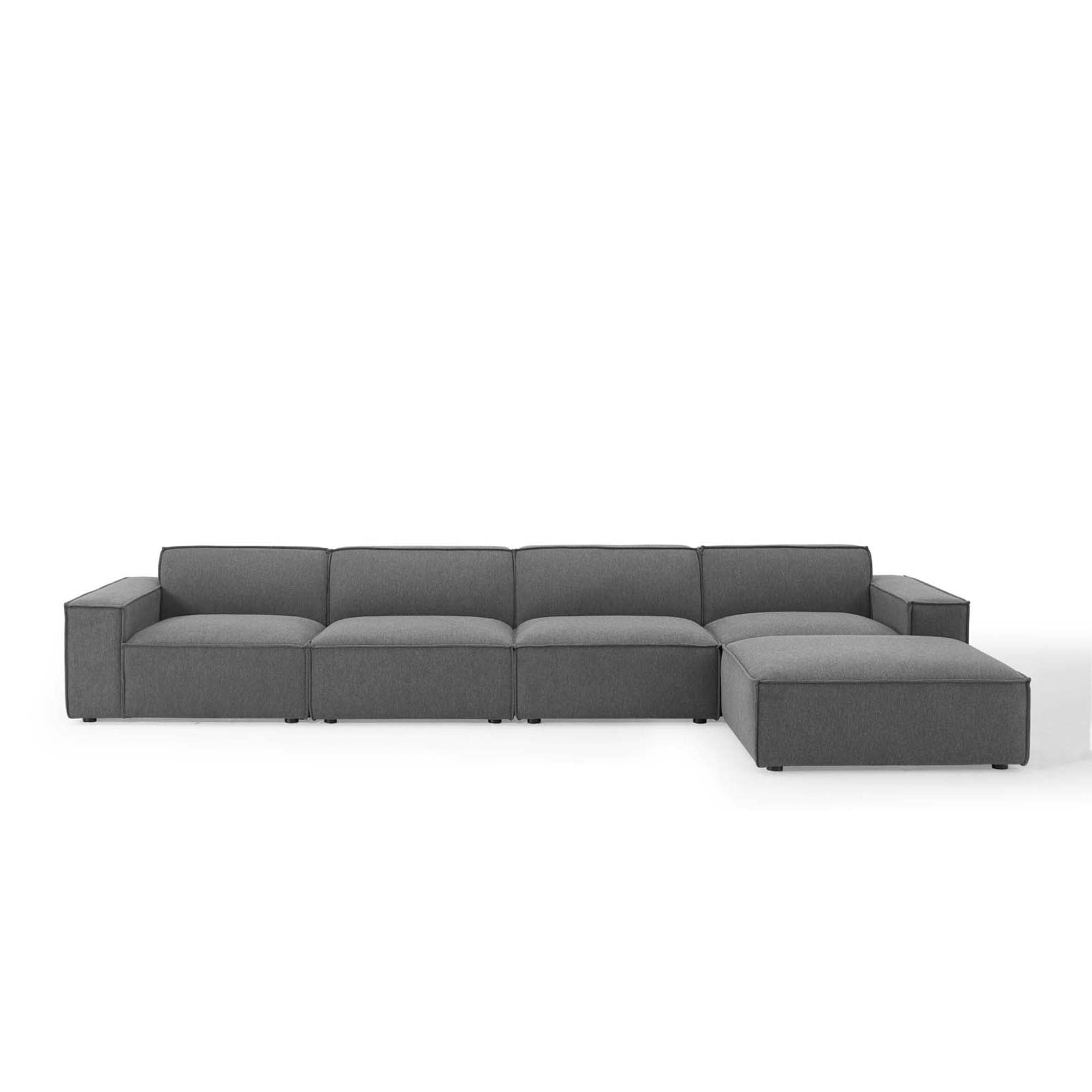 Restore 5-Piece Sectional Sofa - Charcoal (Chair, Ottoman, Chair, 2 Armless Chairs)