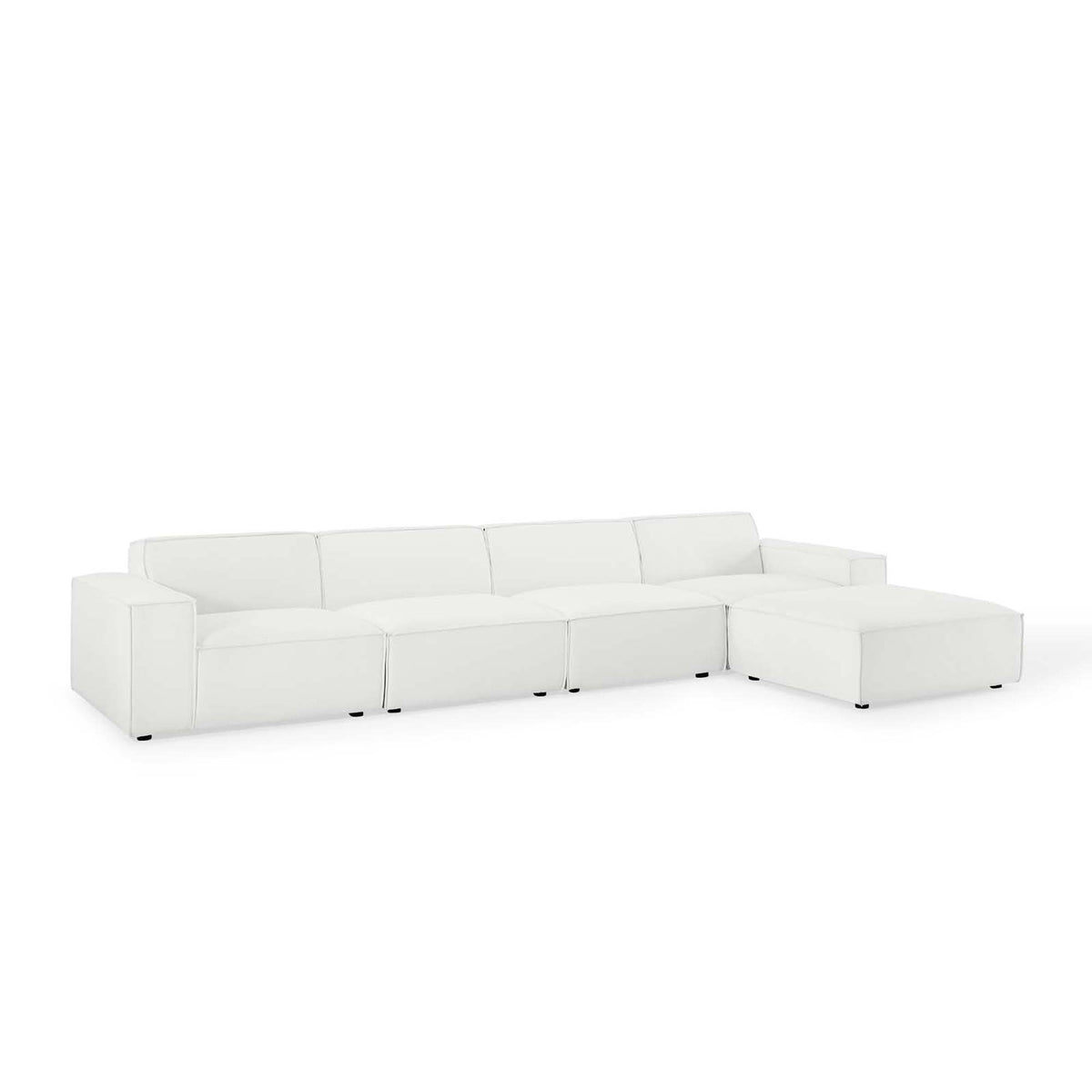 Restore 5-Piece Sectional Sofa - White (Chair, Ottoman, Chair, 2 Armless Chairs)