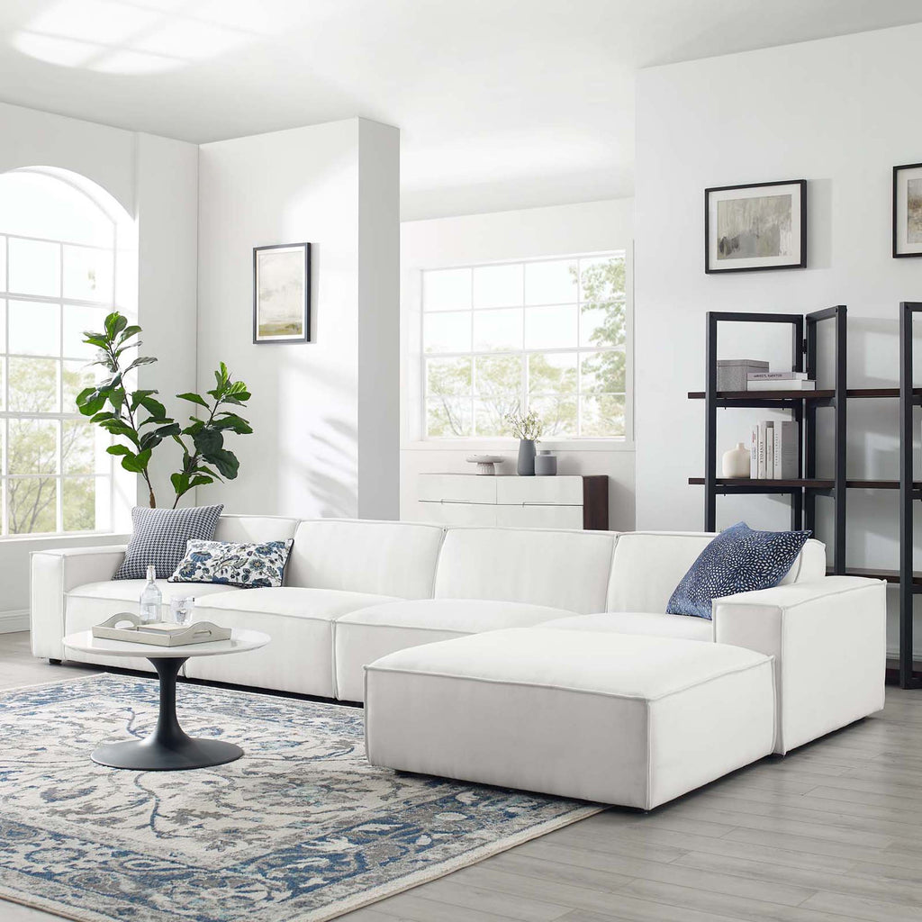 Restore 5-Piece Sectional Sofa - White (Chair, Ottoman, Chair, 2 Armless Chairs)