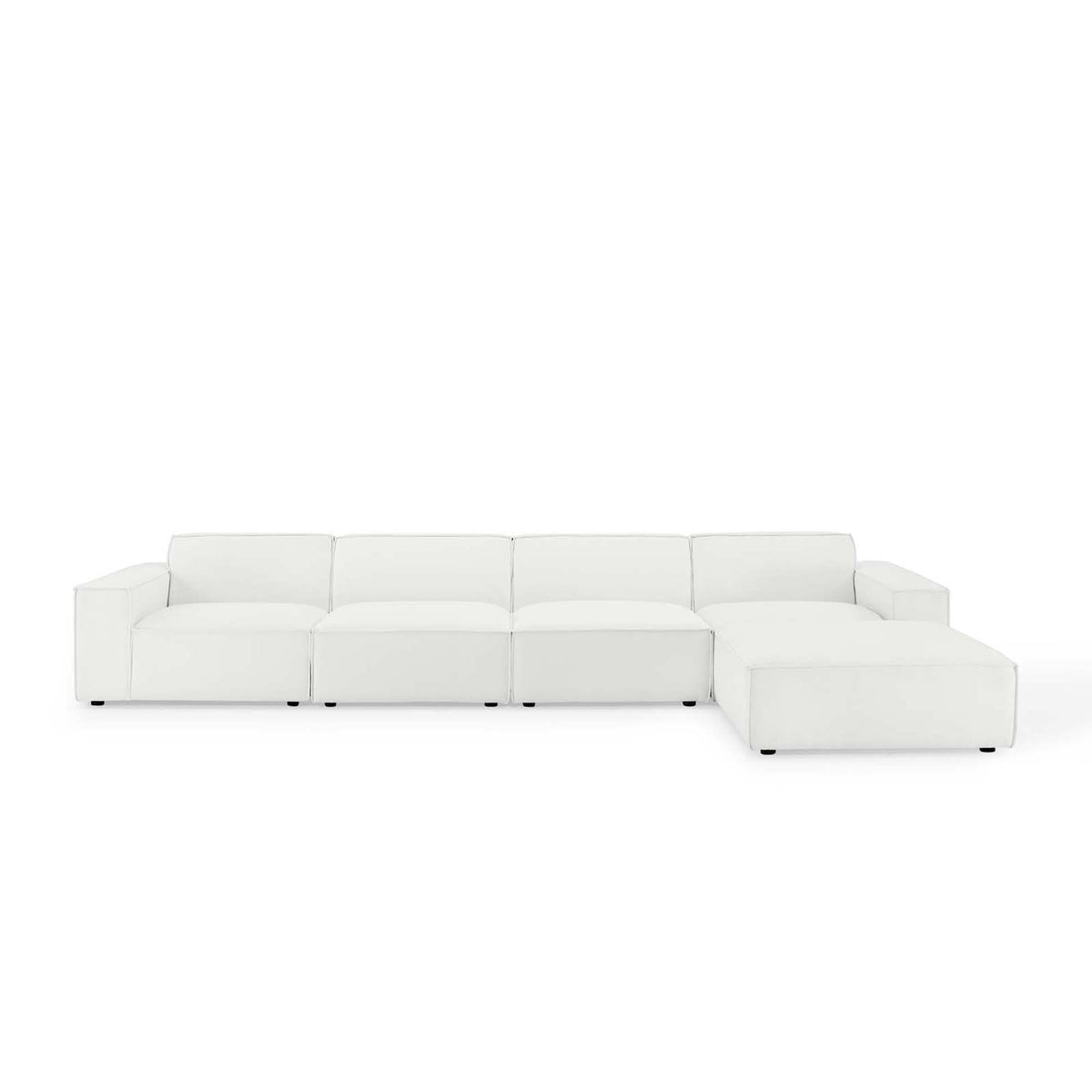 Restore 5-Piece Sectional Sofa - White (Chair, Ottoman, Chair, 2 Armless Chairs)
