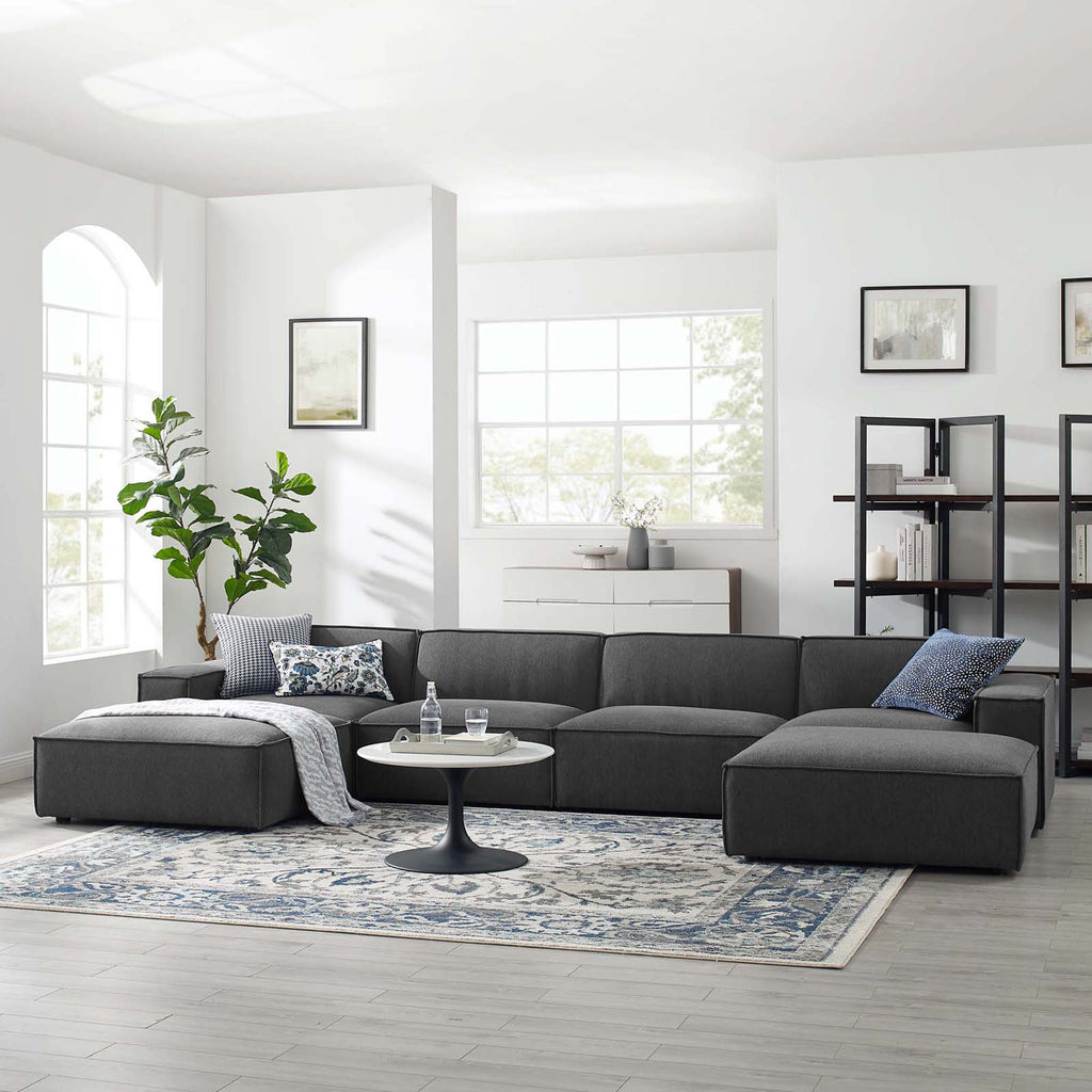 Restore 6-Piece Sectional Sofa - Charcoal (Chair, 2 Ottomans, Chair, 2 Armless Chairs)