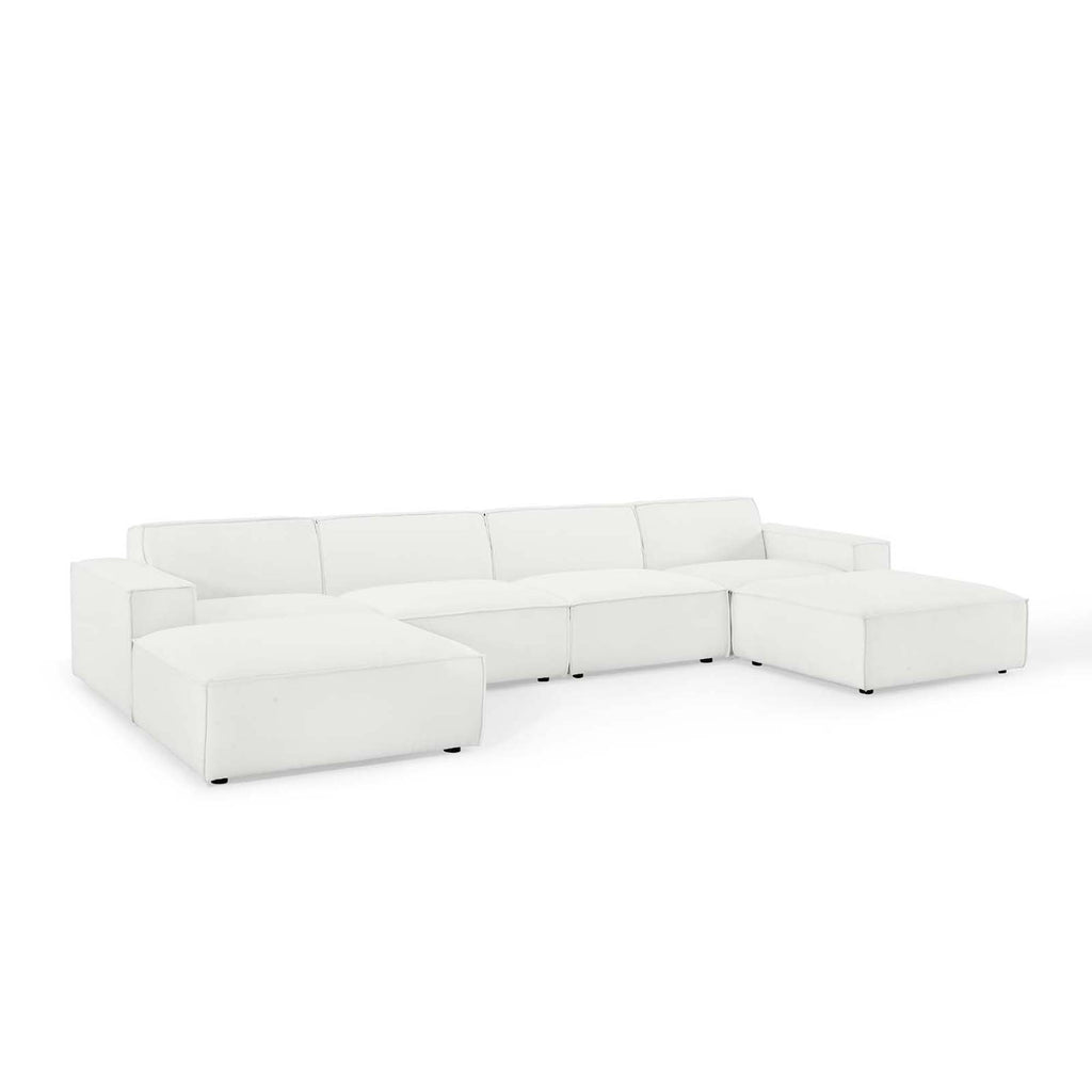 Restore 6-Piece Sectional Sofa - White (Chair, 2 Ottomans, Chair, 2 Armless Chairs)