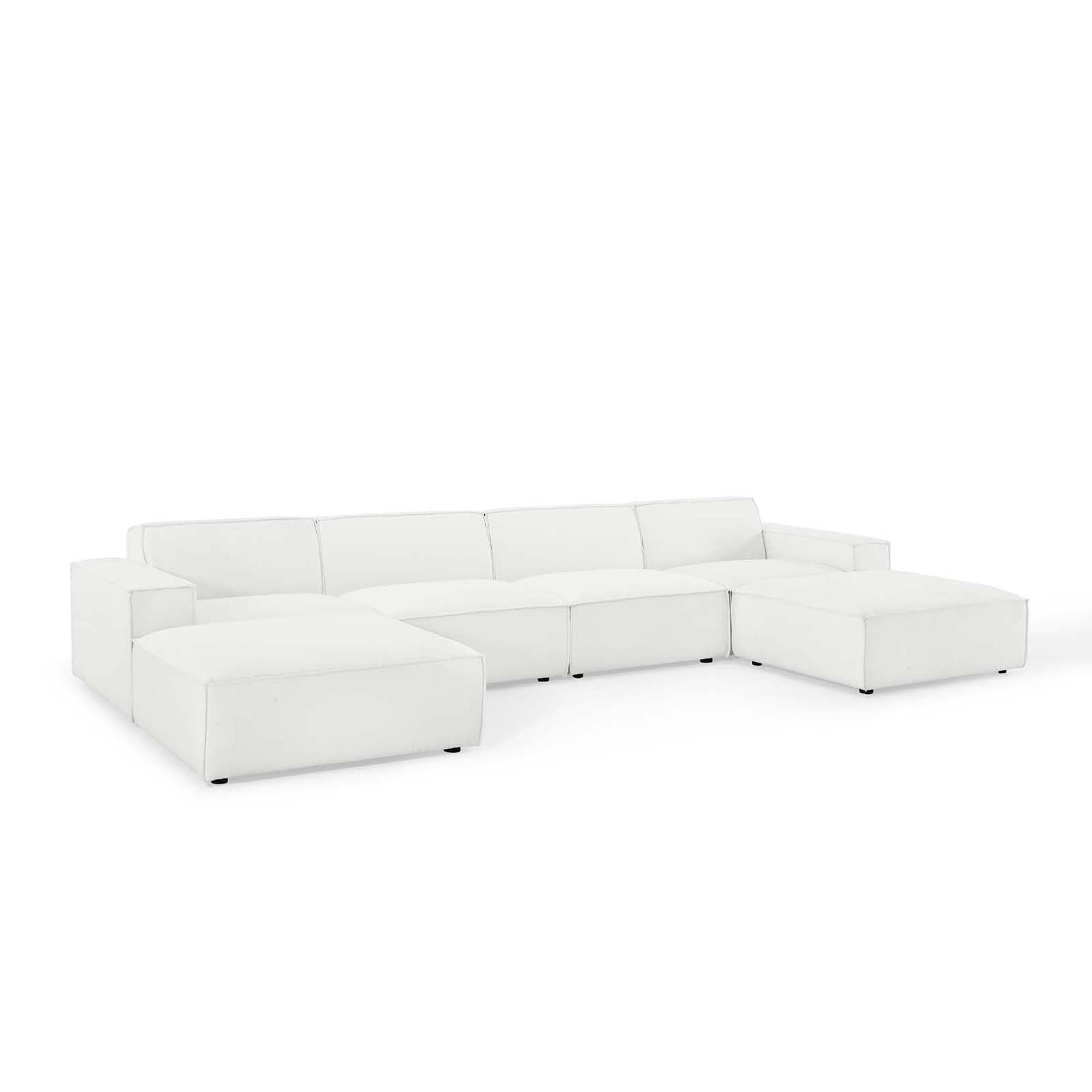 Restore 6-Piece Sectional Sofa - White (Chair, 2 Ottomans, Chair, 2 Armless Chairs)