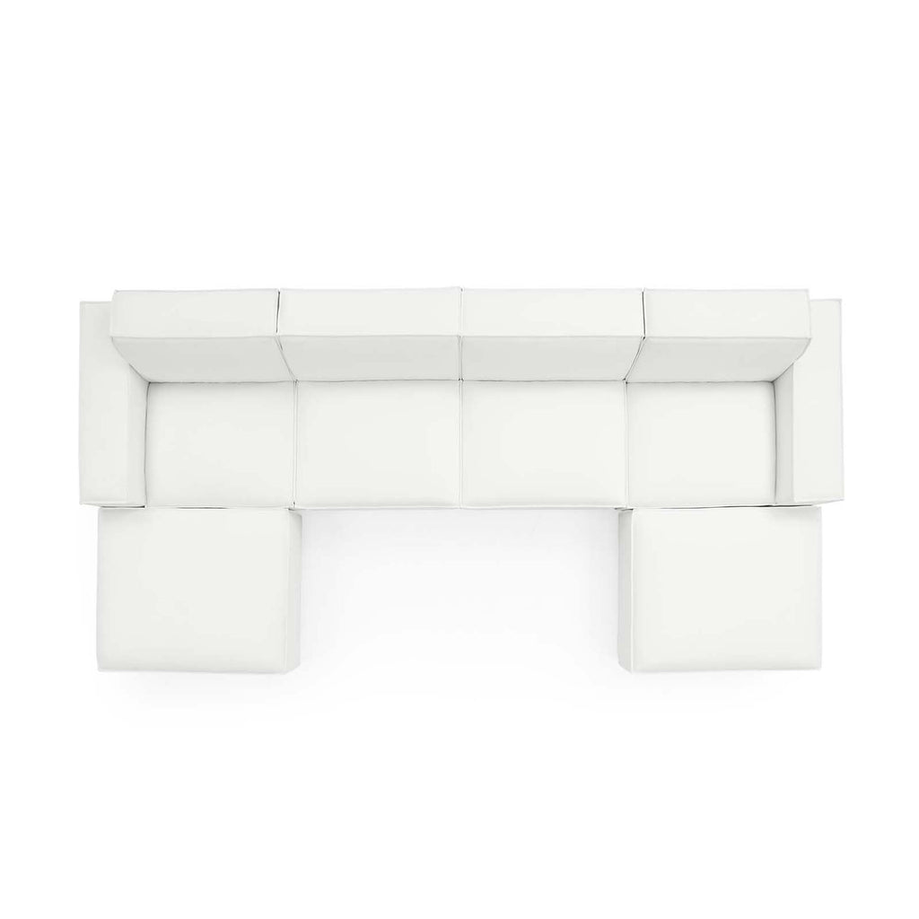 Restore 6-Piece Sectional Sofa - White (Chair, 2 Ottomans, Chair, 2 Armless Chairs)