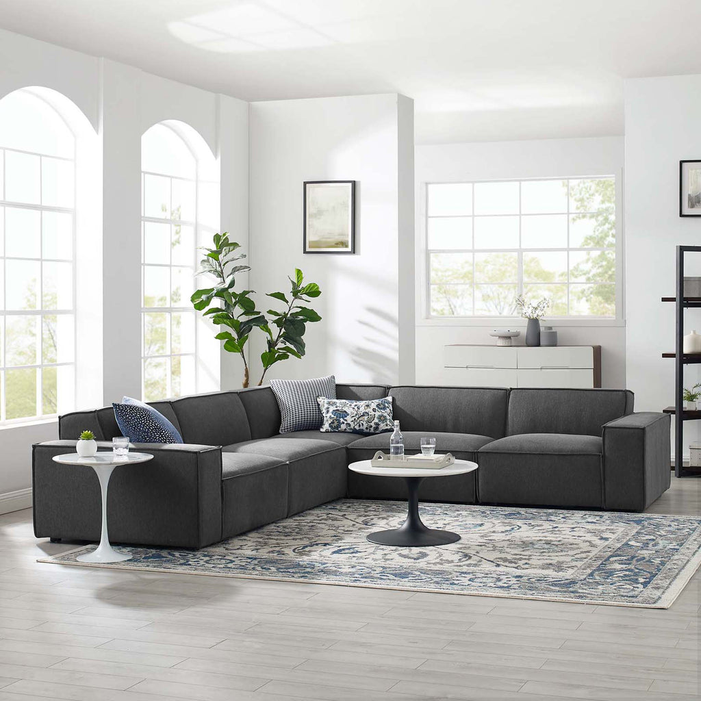 Restore 5-Piece Sectional Sofa - Charcoal (Chair, Chair, 2 Armless Chairs, Corner Chair)