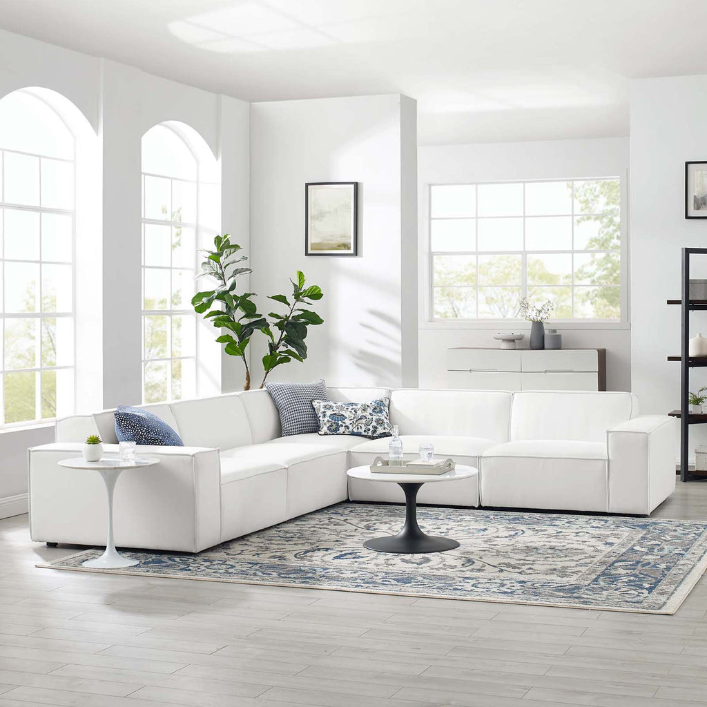 Restore 5-Piece Sectional Sofa - White (Chair, Chair, 2 Armless Chairs, Corner Chair)