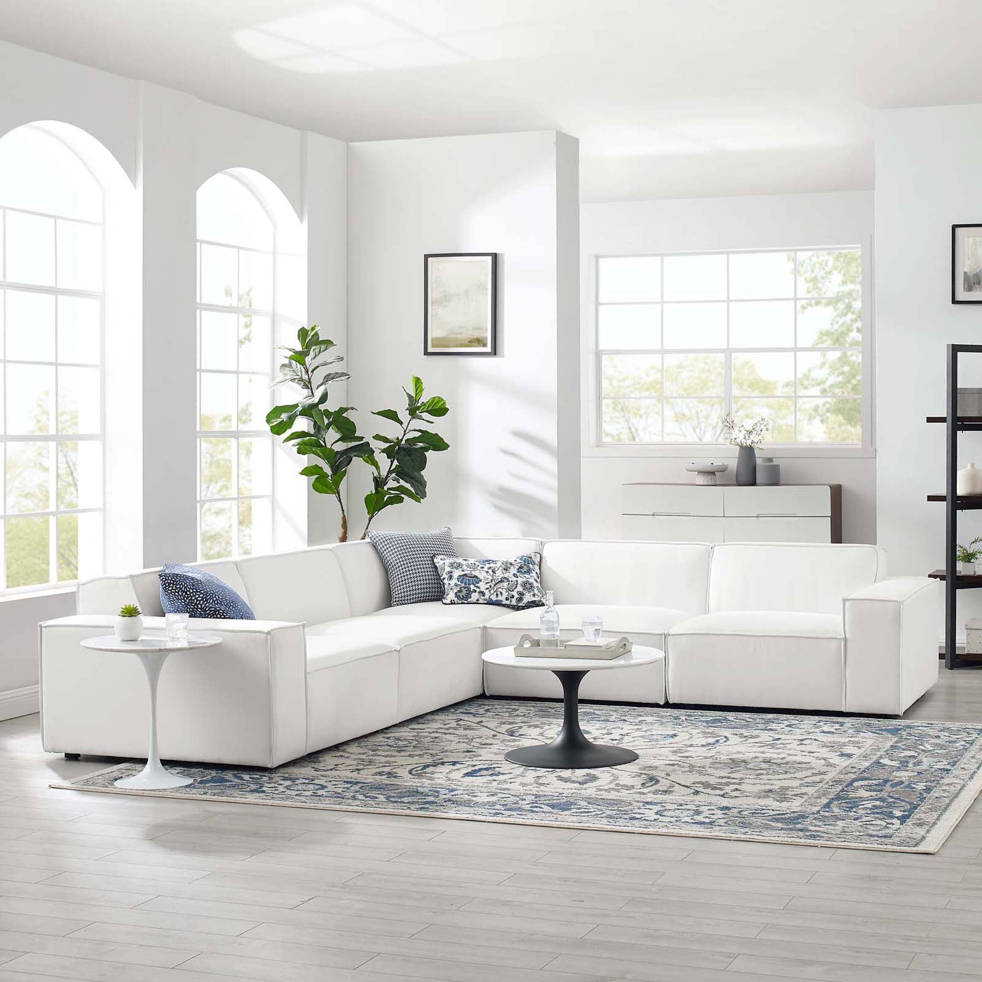 Restore 5-Piece Sectional Sofa - White (Chair, Chair, 2 Armless Chairs, Corner Chair)