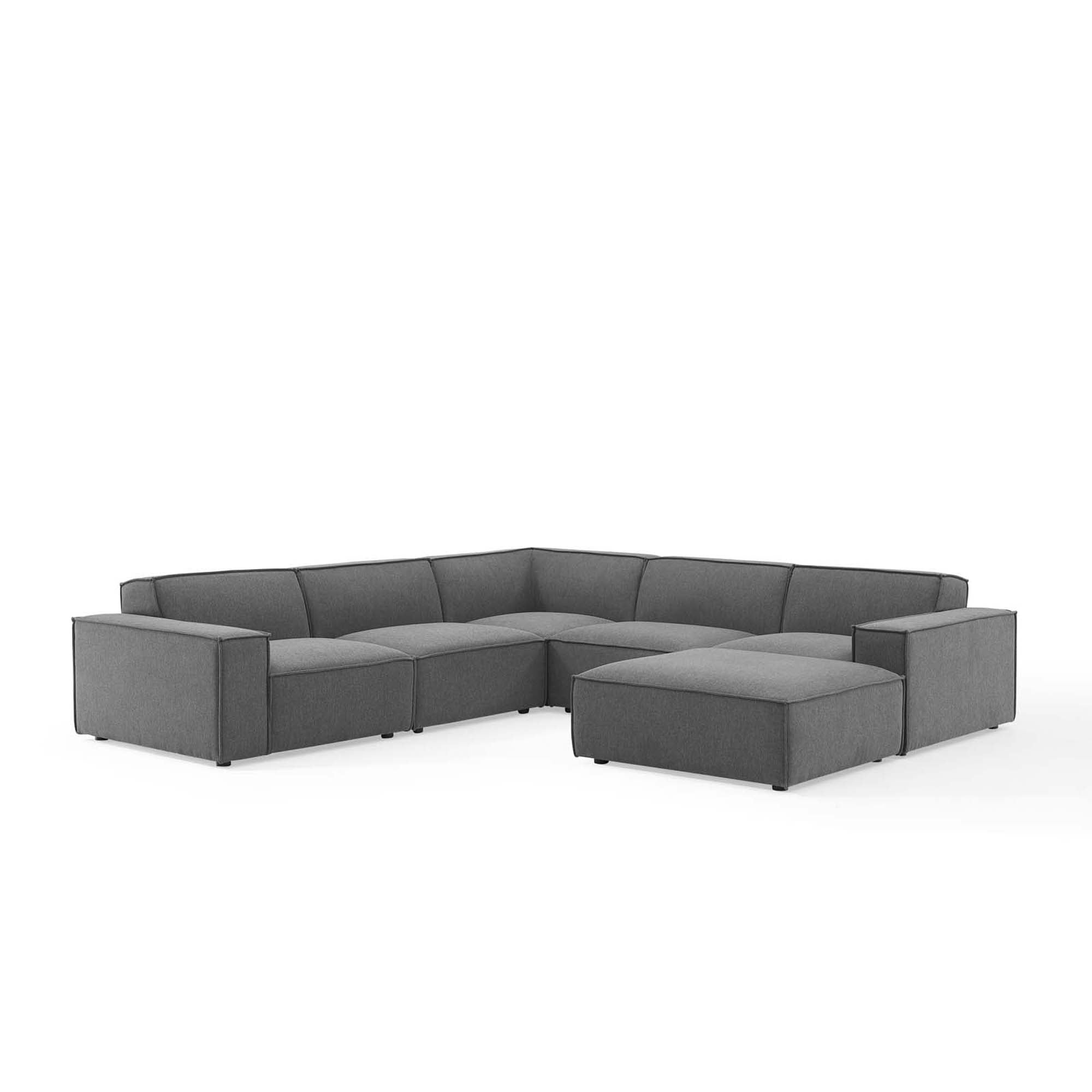 Restore 6-Piece Sectional Sofa - Charcoal (Chair, Ottoman, Chair, 2 Armless Chairs, Corner Chair)