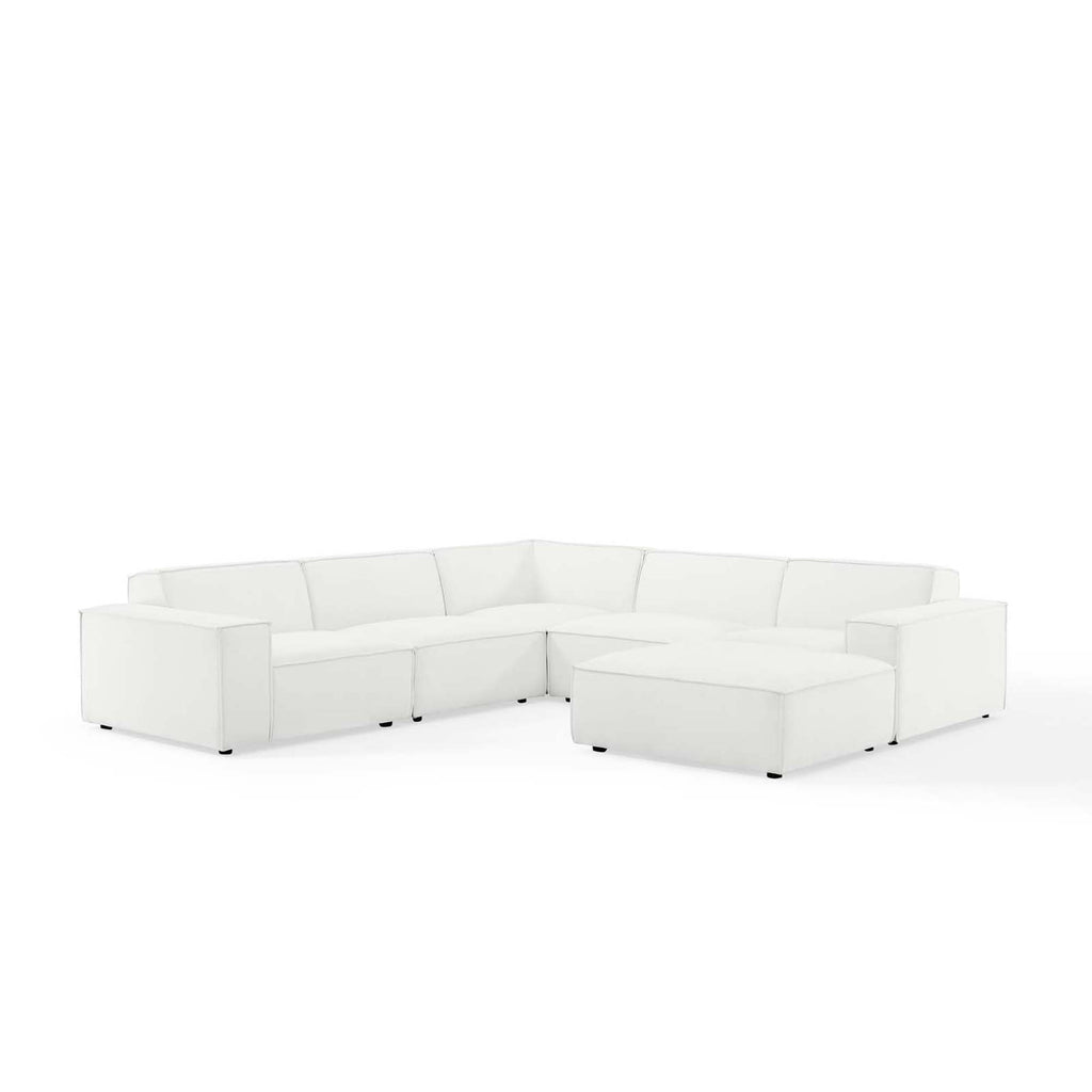 Restore 6-Piece Sectional Sofa - White (Chair, Ottoman, Chair, 2 Armless Chairs, Corner Chair)