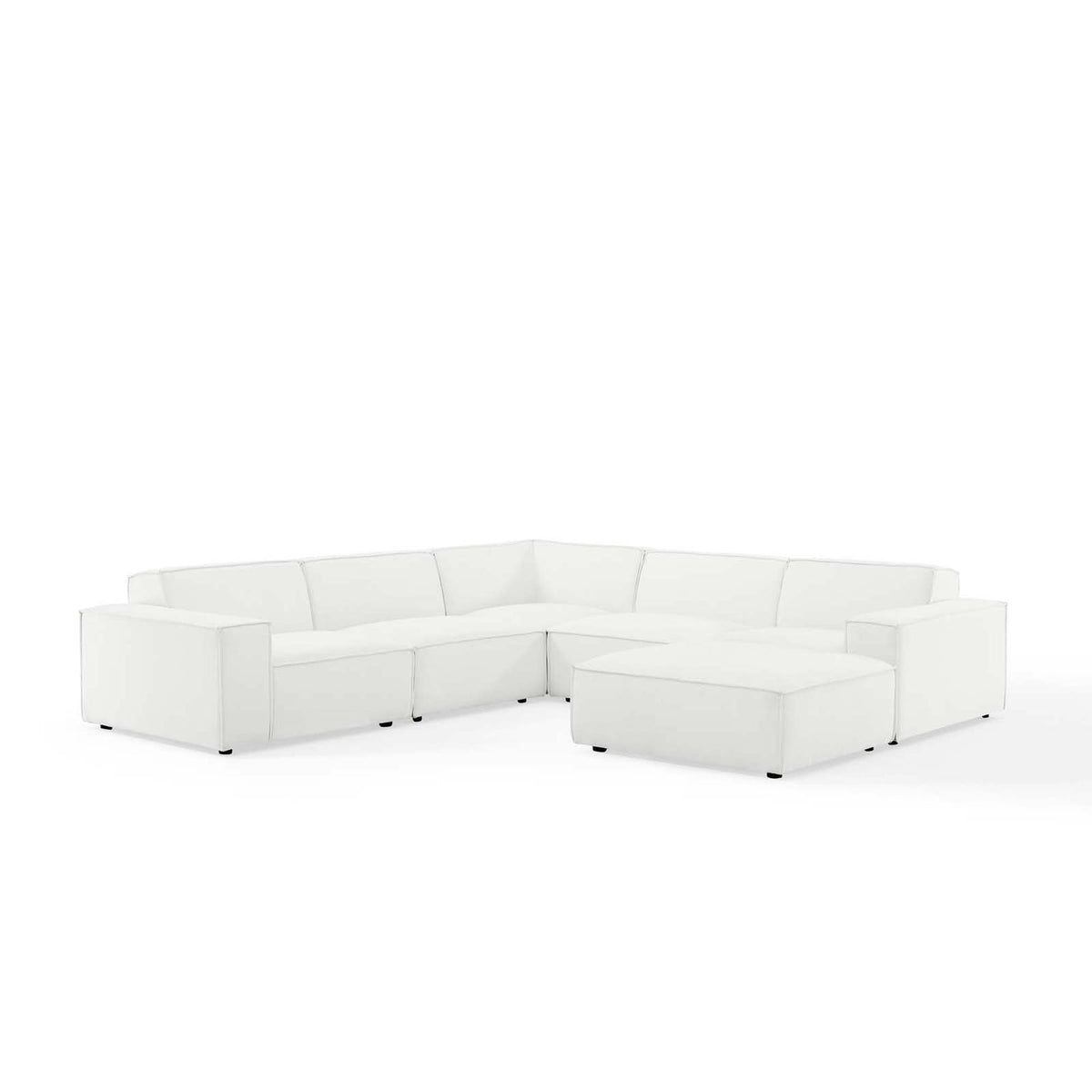 Restore 6-Piece Sectional Sofa - White (Chair, Ottoman, Chair, 2 Armless Chairs, Corner Chair)
