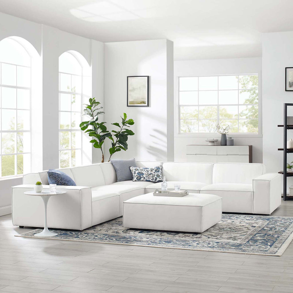 Restore 6-Piece Sectional Sofa - White (Chair, Ottoman, Chair, 2 Armless Chairs, Corner Chair)