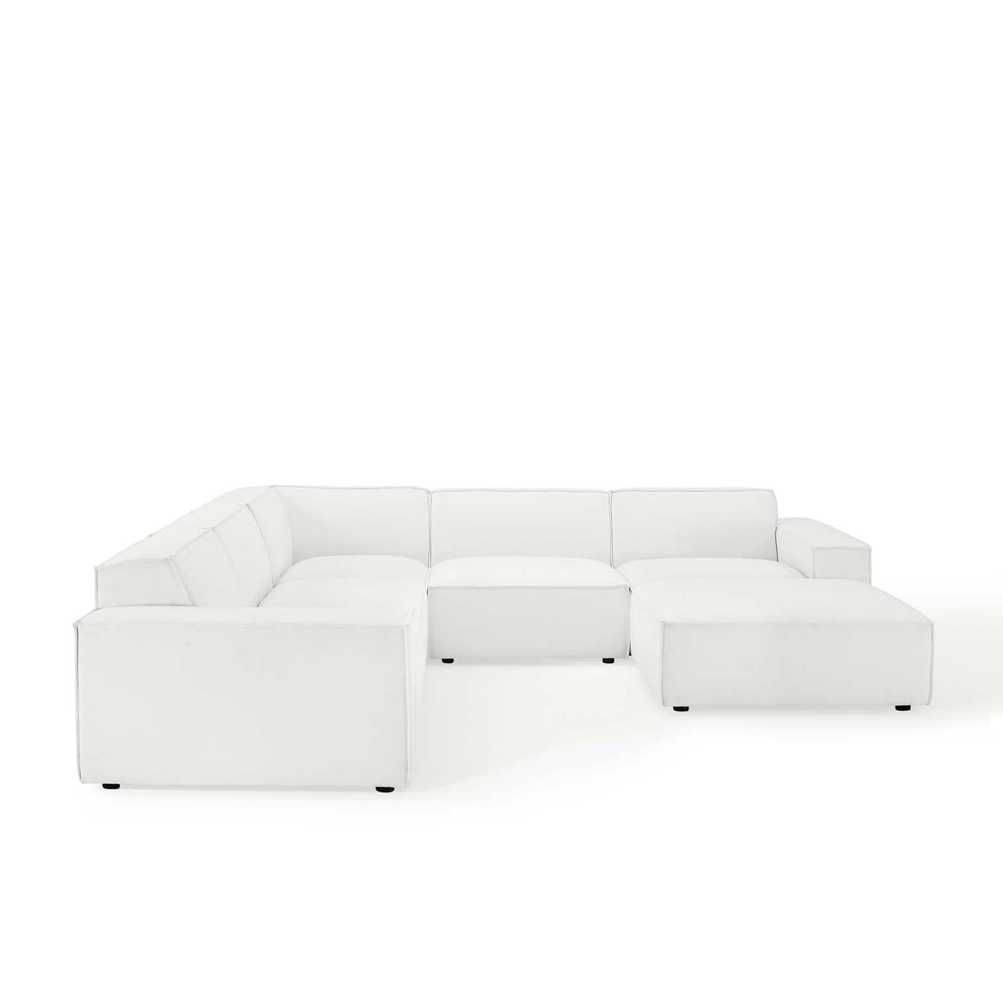 Restore 6-Piece Sectional Sofa - White (Chair, Ottoman, Chair, 2 Armless Chairs, Corner Chair)
