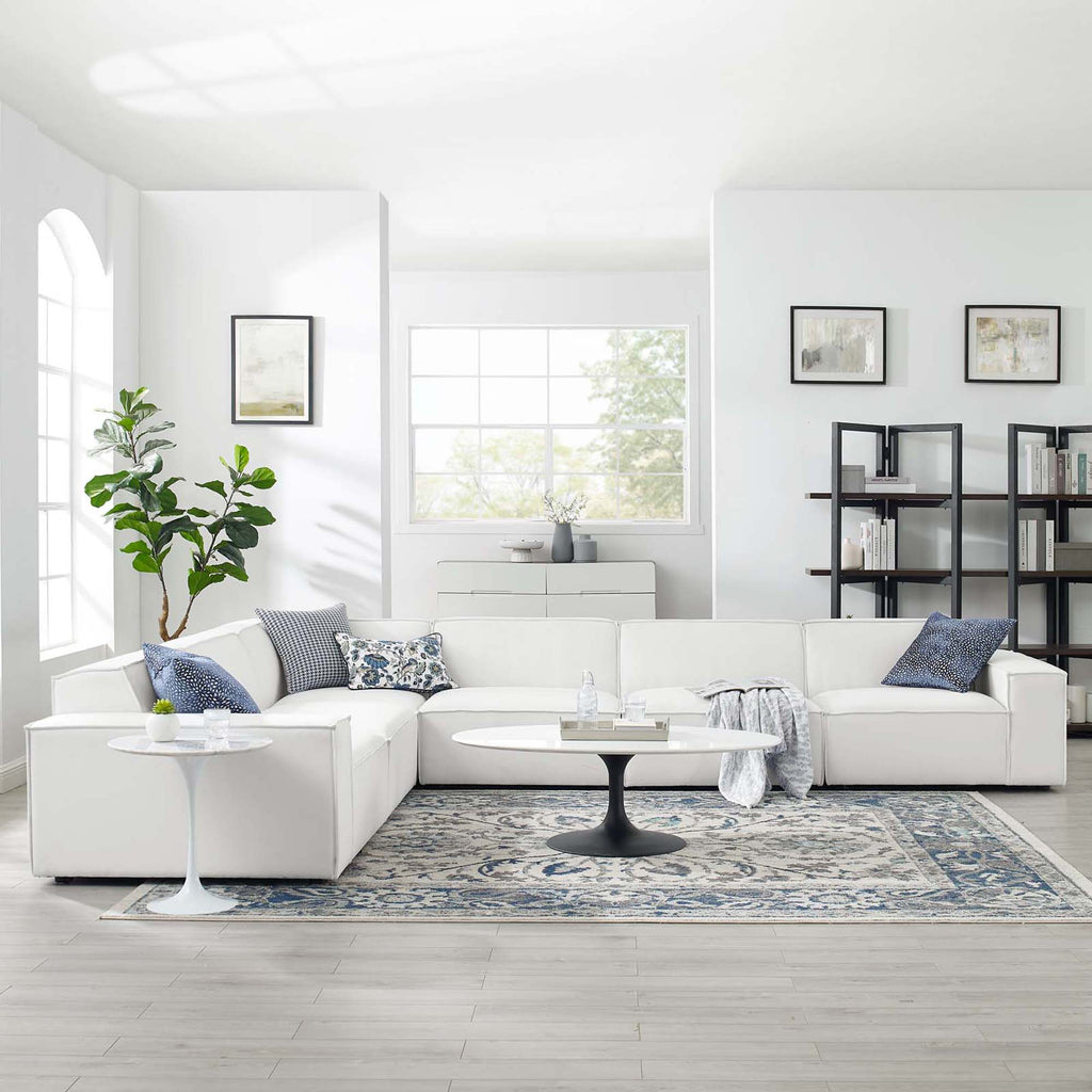 Restore 6-Piece Sectional Sofa - White (Chair, Chair, 3 Armless Chairs, Corner Chair)