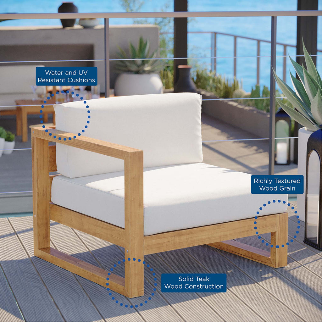 Upland Outdoor Patio Teak Wood Left-Arm Chair - Natural White