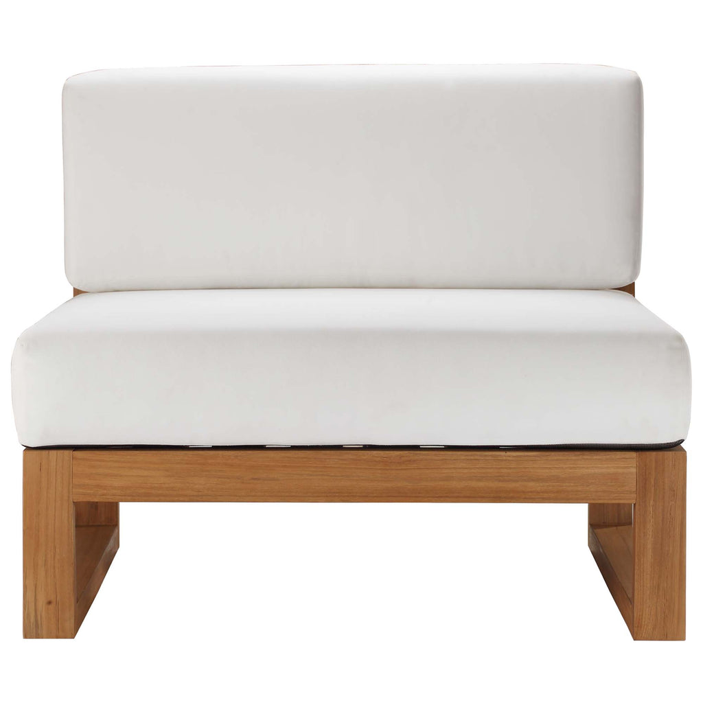Upland Outdoor Patio Teak Wood Armless Chair - Natural White
