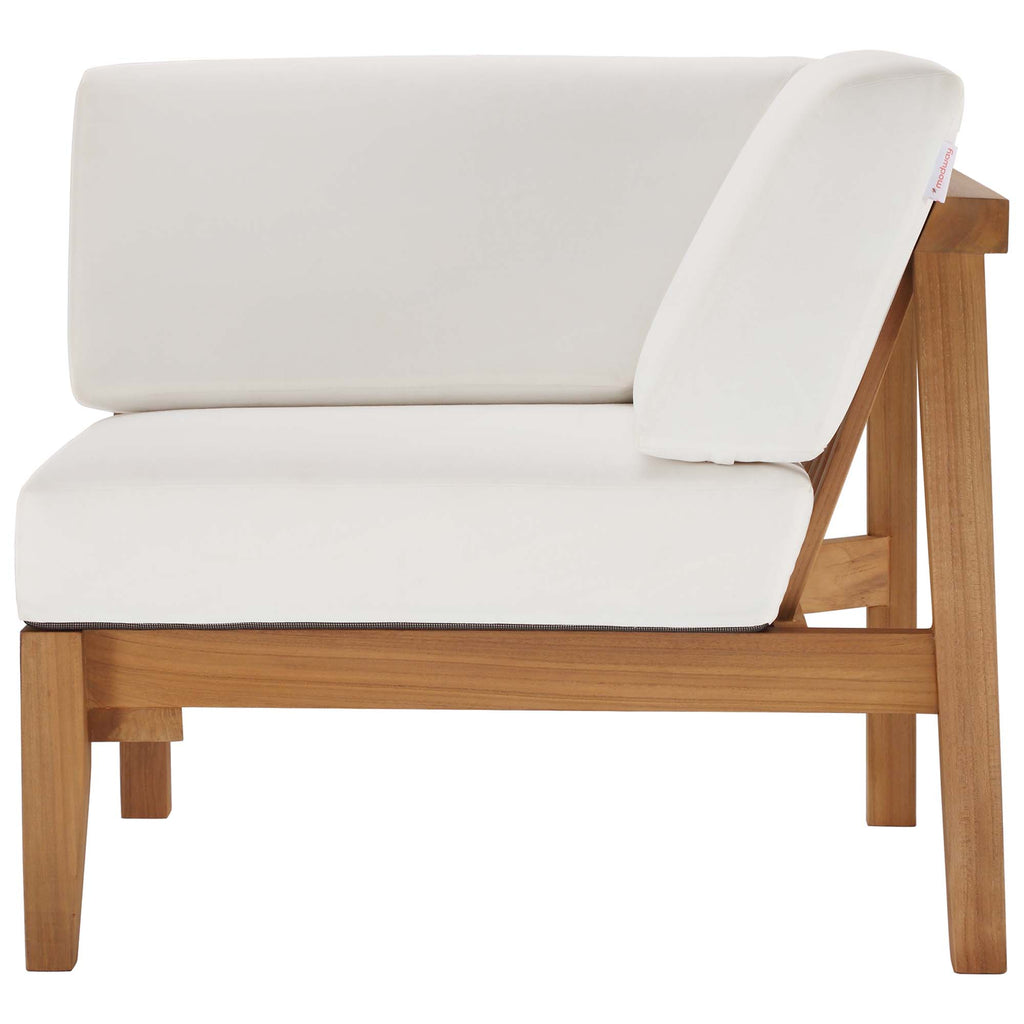 Bayport Outdoor Patio Teak Wood Corner Chair - Natural White
