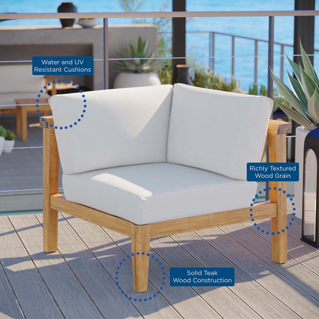 Bayport Outdoor Patio Teak Wood Corner Chair - Natural White
