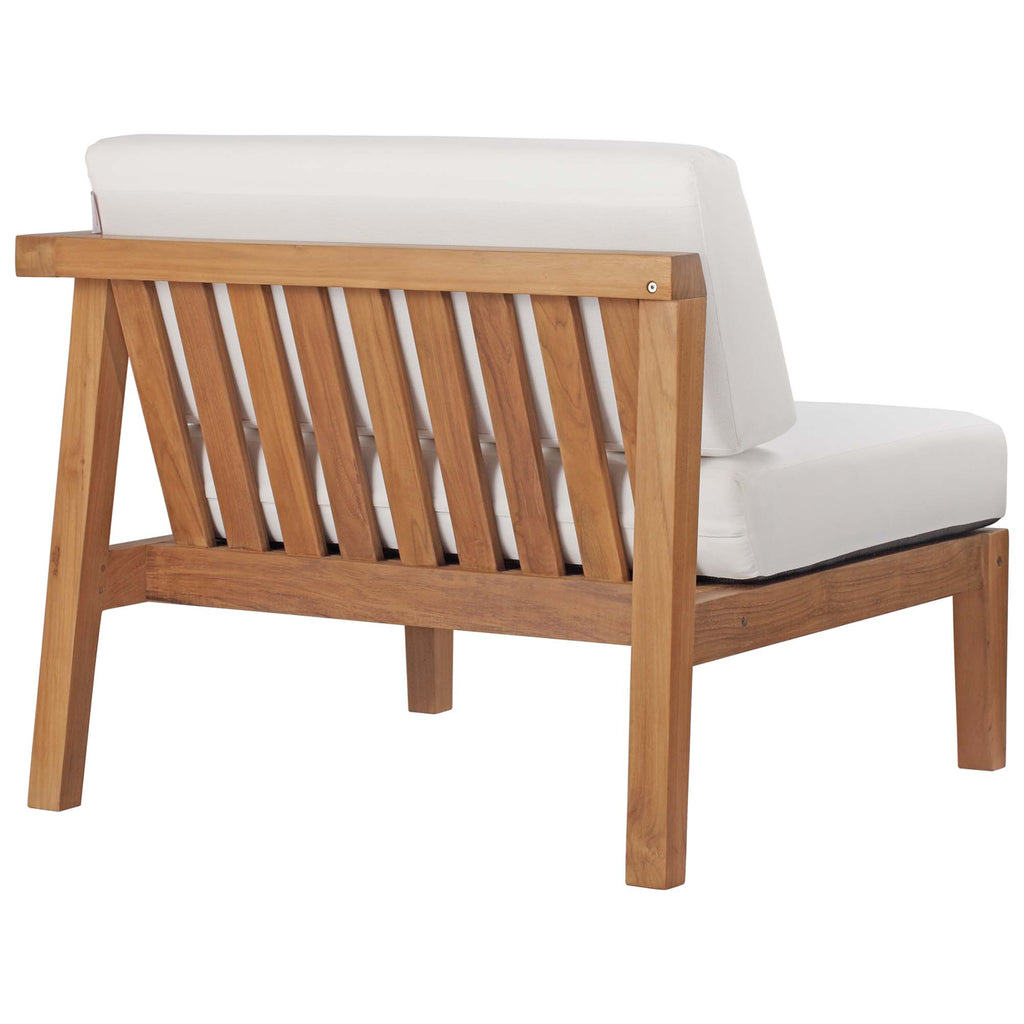 Bayport Outdoor Patio Teak Wood Right-Arm Chair - Natural White