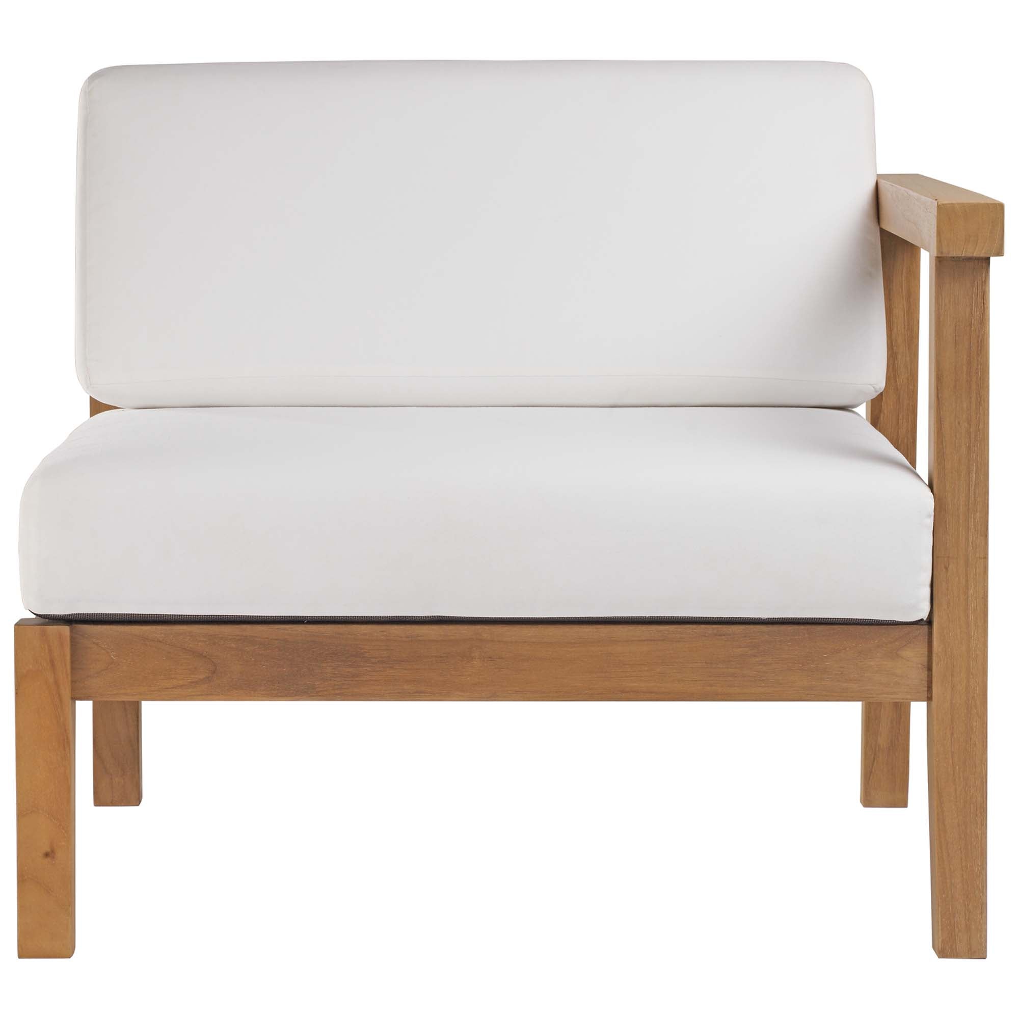 Bayport Outdoor Patio Teak Wood Right-Arm Chair - Natural White