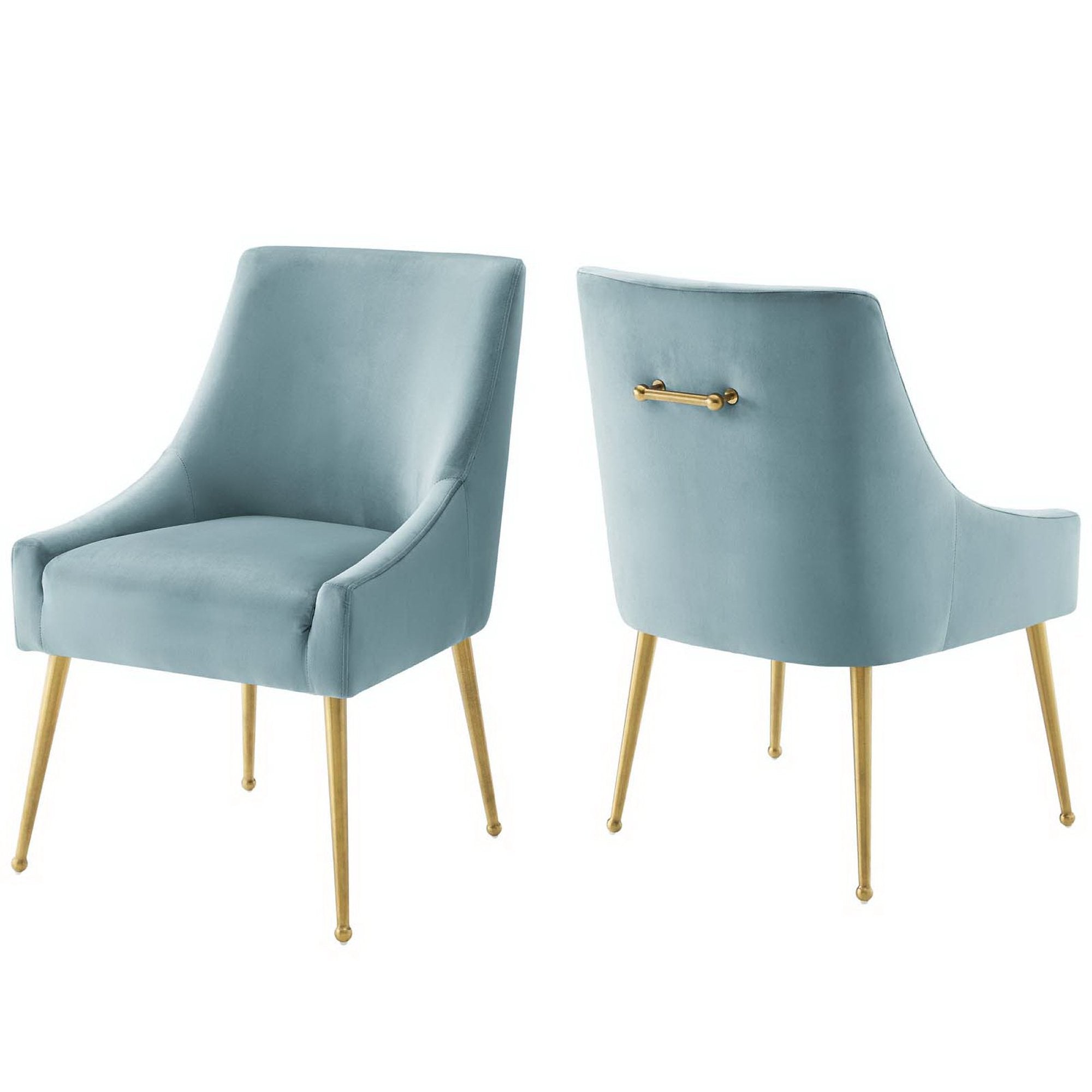 Discern Upholstered Performance Velvet Dining Chair Set of 2 - Light Blue