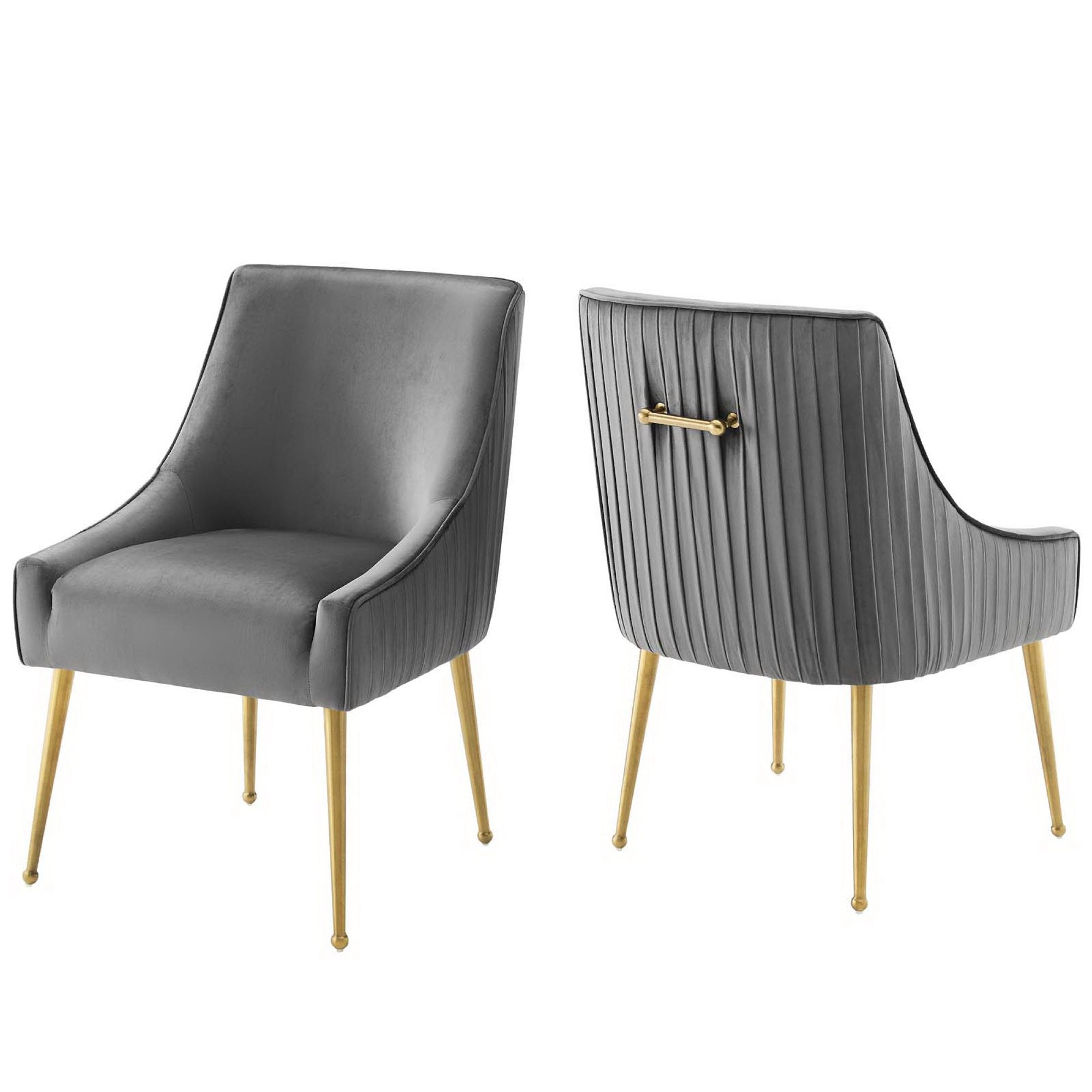 Discern Pleated Back Upholstered Performance Velvet Dining Chair Set of 2 - Gray