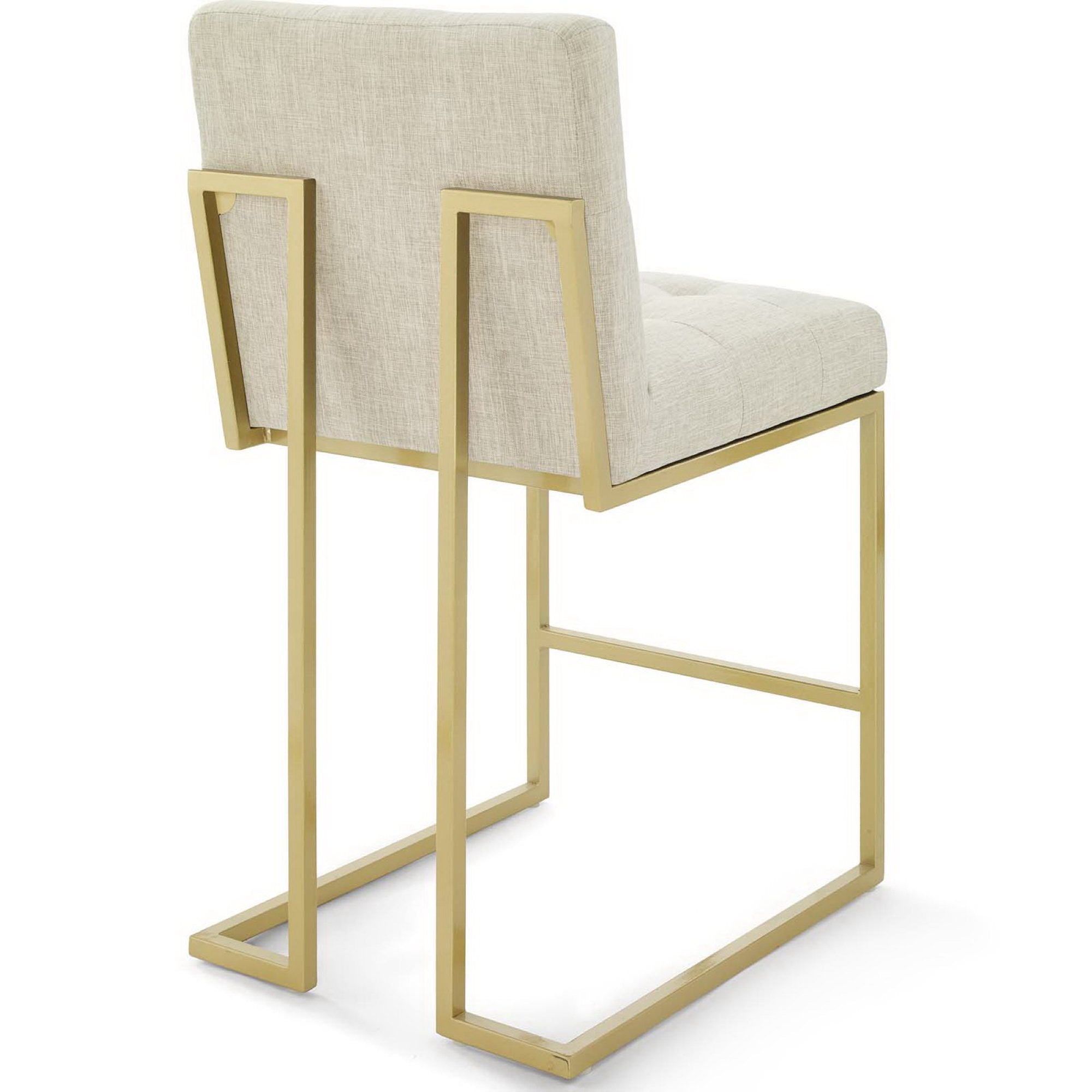 Privy Gold Stainless Steel Upholstered Fabric Counter Stool Set of 2 - Gold Beige