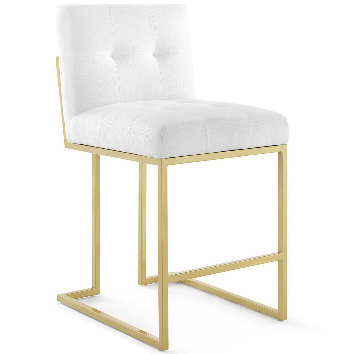 Privy Gold Stainless Steel Upholstered Fabric Counter Stool Set of 2 - Gold White